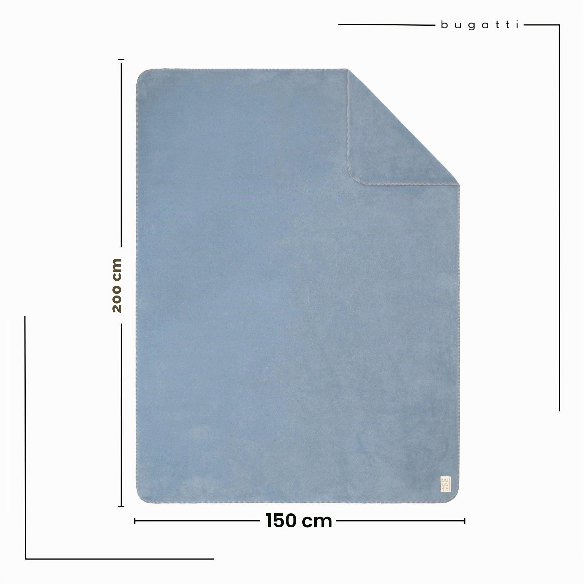 bugatti Kuscheldecke 150x200 Baumwollmix blau einfarbig warm