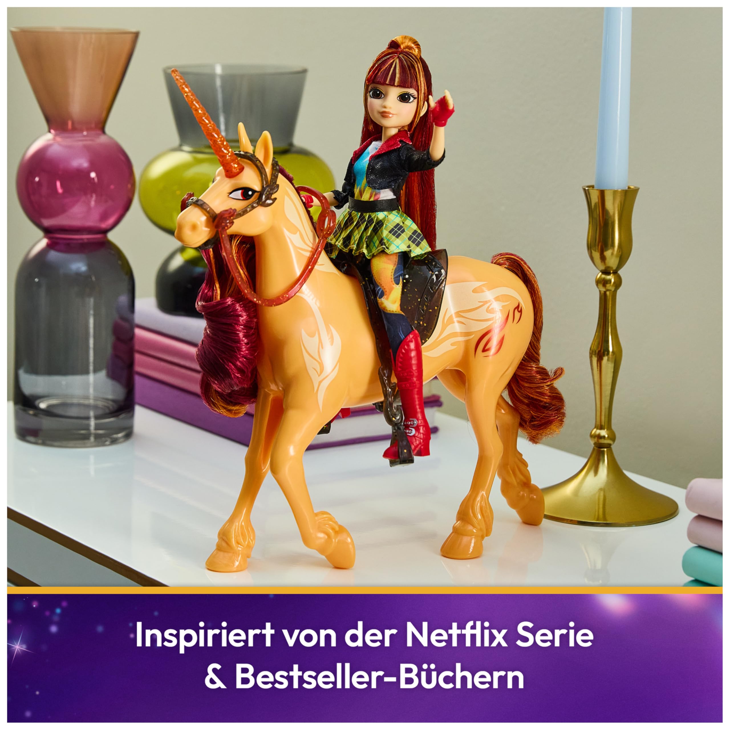 Unicorn Academy Cinder Einhorn 28cm mit Sattel Bürste