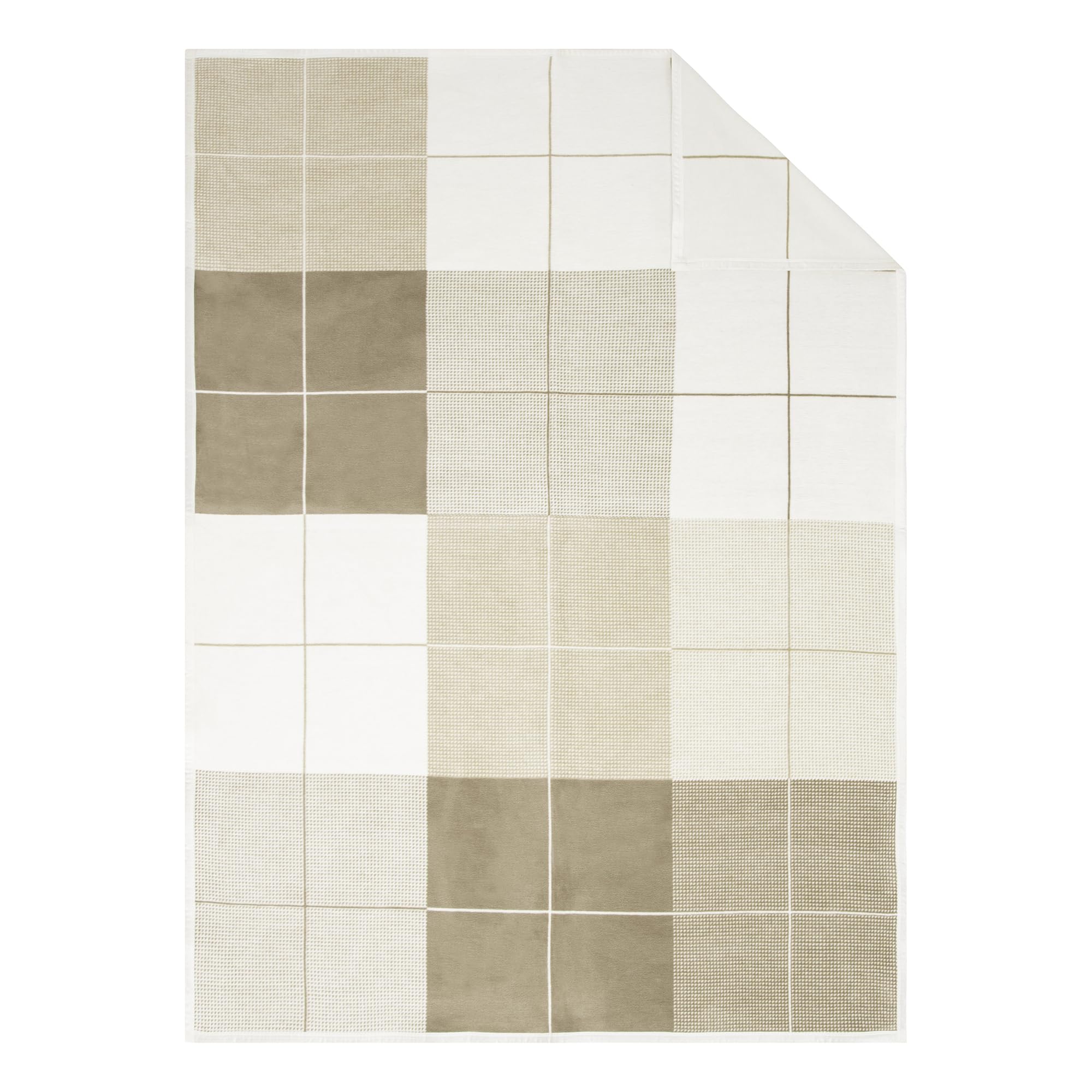 IBENA Amalfi Kuscheldecke 150x200 cm Beige Karo Baumwollmix