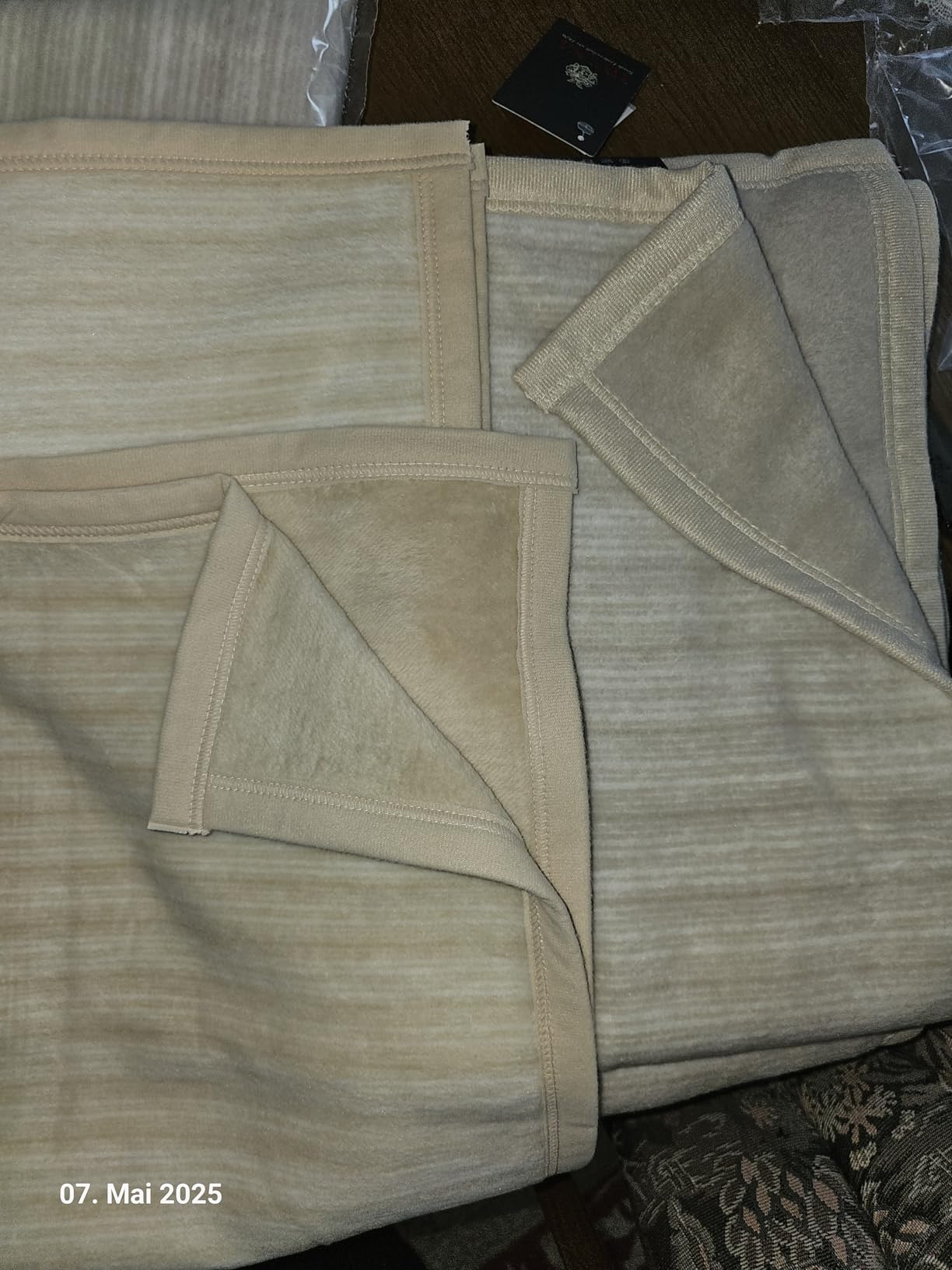IBENA Fano Kuscheldecke 150x200 Braun Camel Baumwollmix Wende