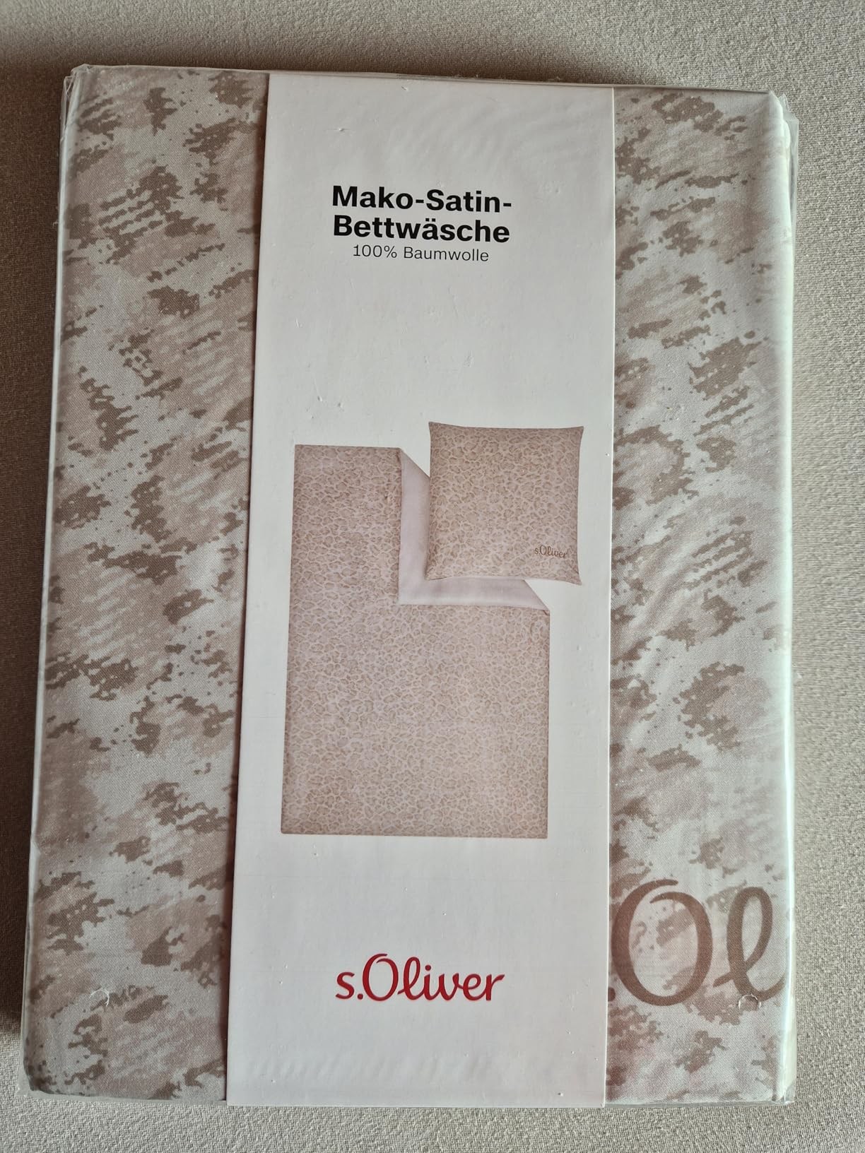 s.Oliver Leo Bettwäsche 155x220 beige Leomuster Baumwolle