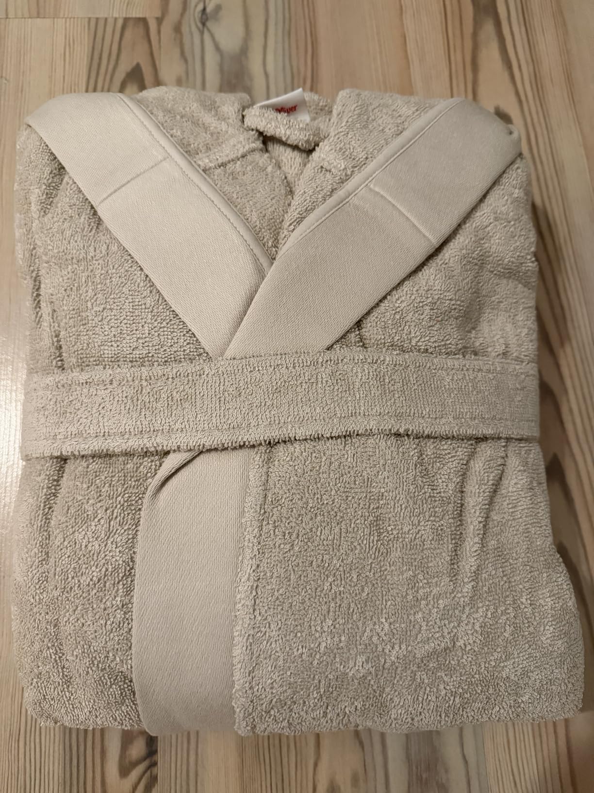 s.Oliver Bademantel M-L Baumwolle Beige mit Kapuze Unisex