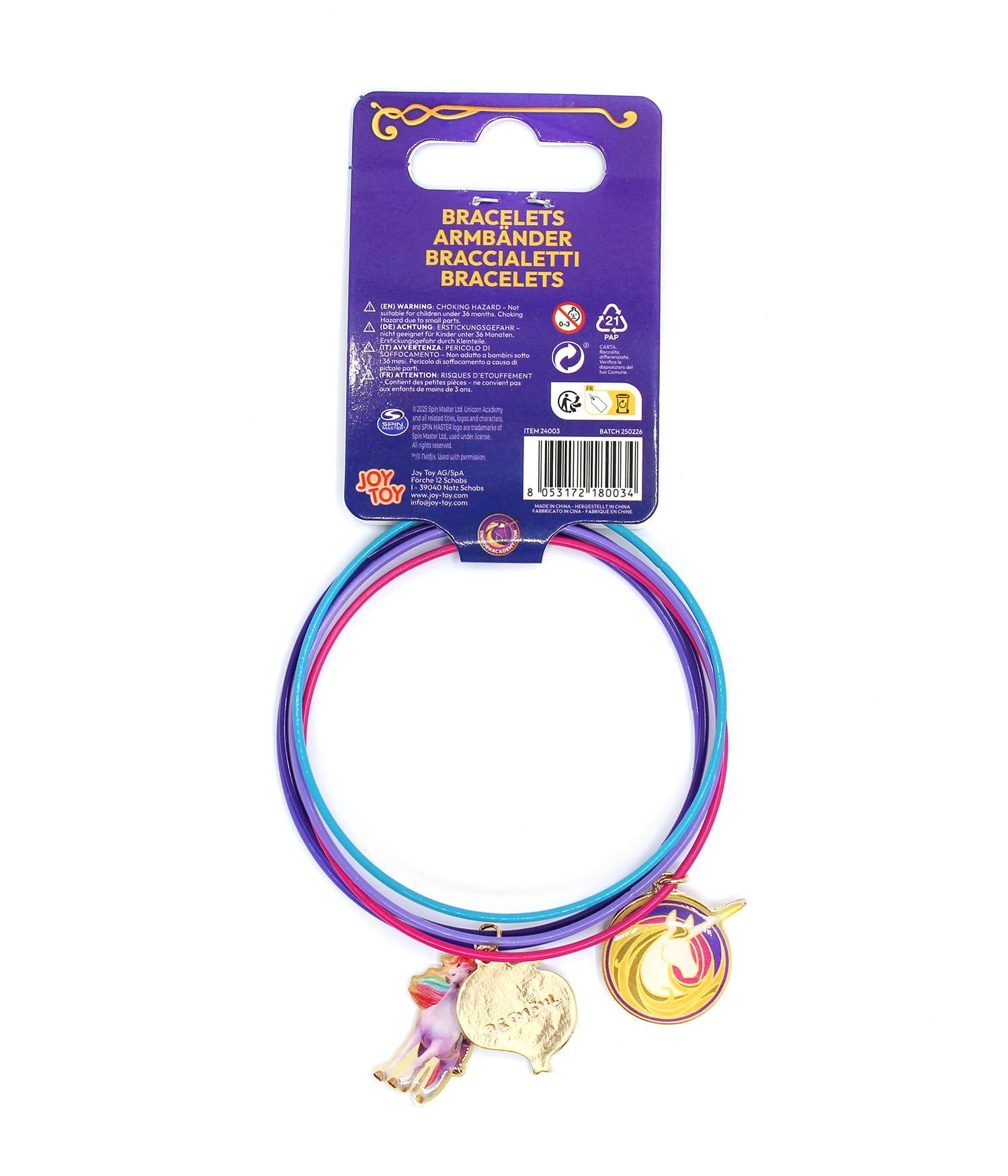 Unicorn Academy Armbänder 5er Metall mit Anhängern für Mädchen