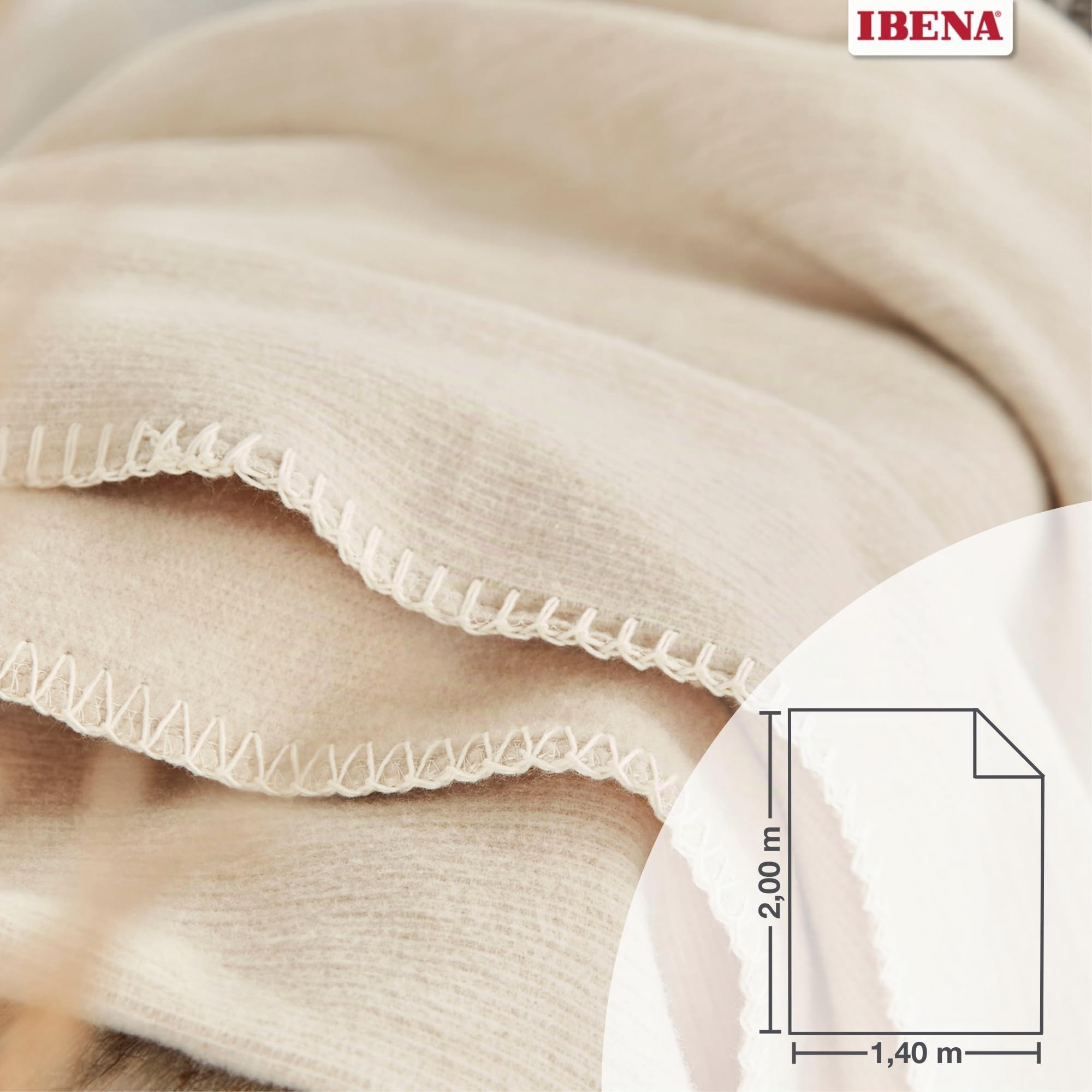 IBENA Lausanne Kuscheldecke 140x200 Natur Baumwolle