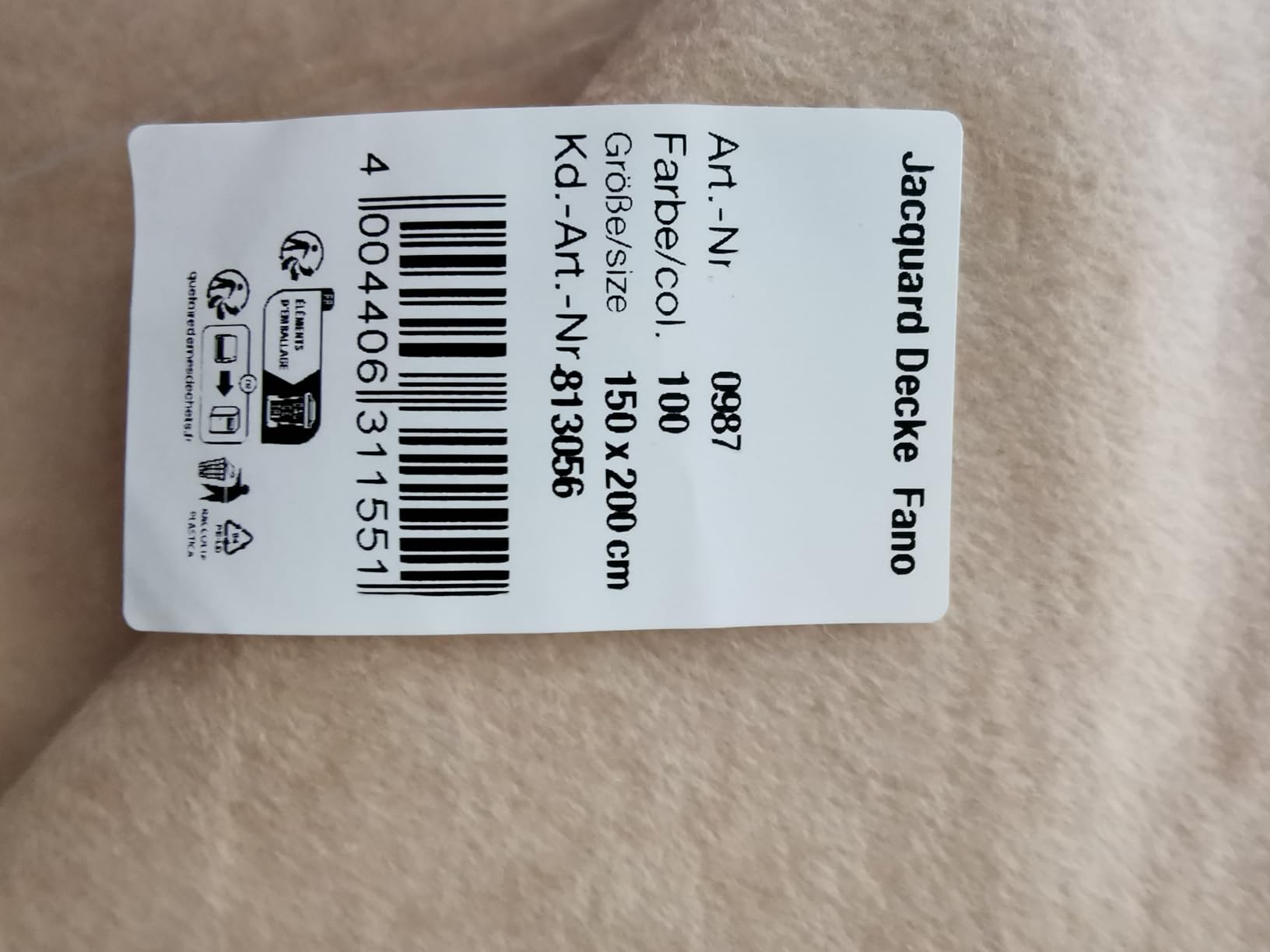 IBENA Fano Kuscheldecke 150x200 Braun Camel Baumwollmix Wende