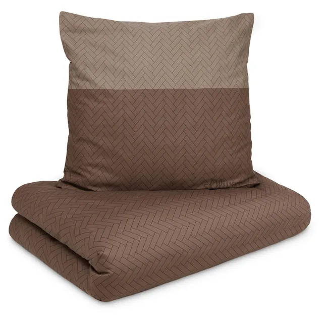s.Oliver Mako-Satin Bettwäsche 135x200 braun Fischgrät