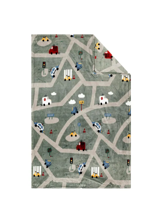s.Oliver Kinderdecke 100x150 Auto blau grau warm