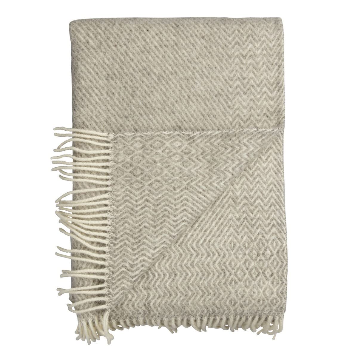 Røros Tweed Kattefot Wolldecke 140x220 hellgrau Lammwolle