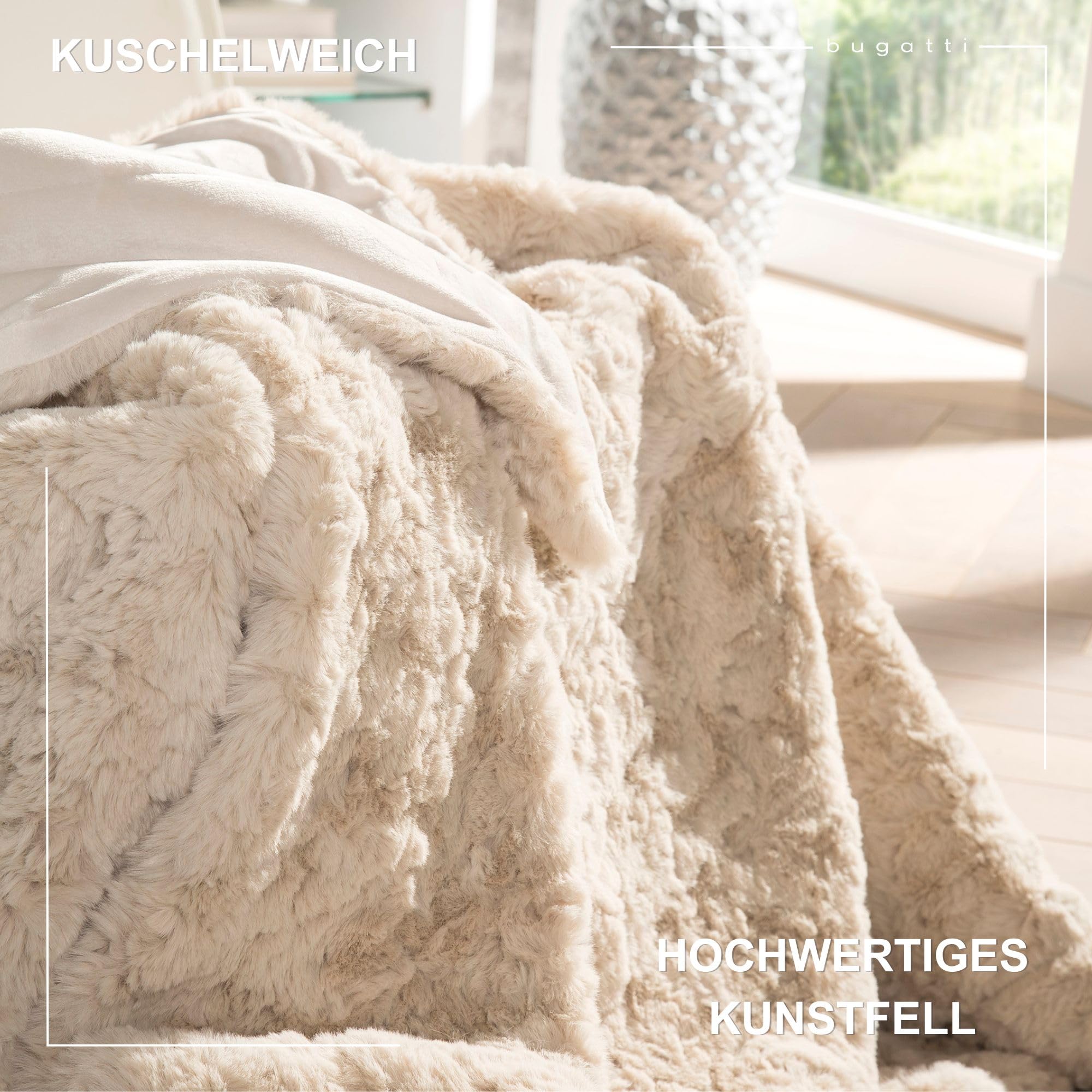 bugatti Kunstfell Decke 150x200 Natur Flausch