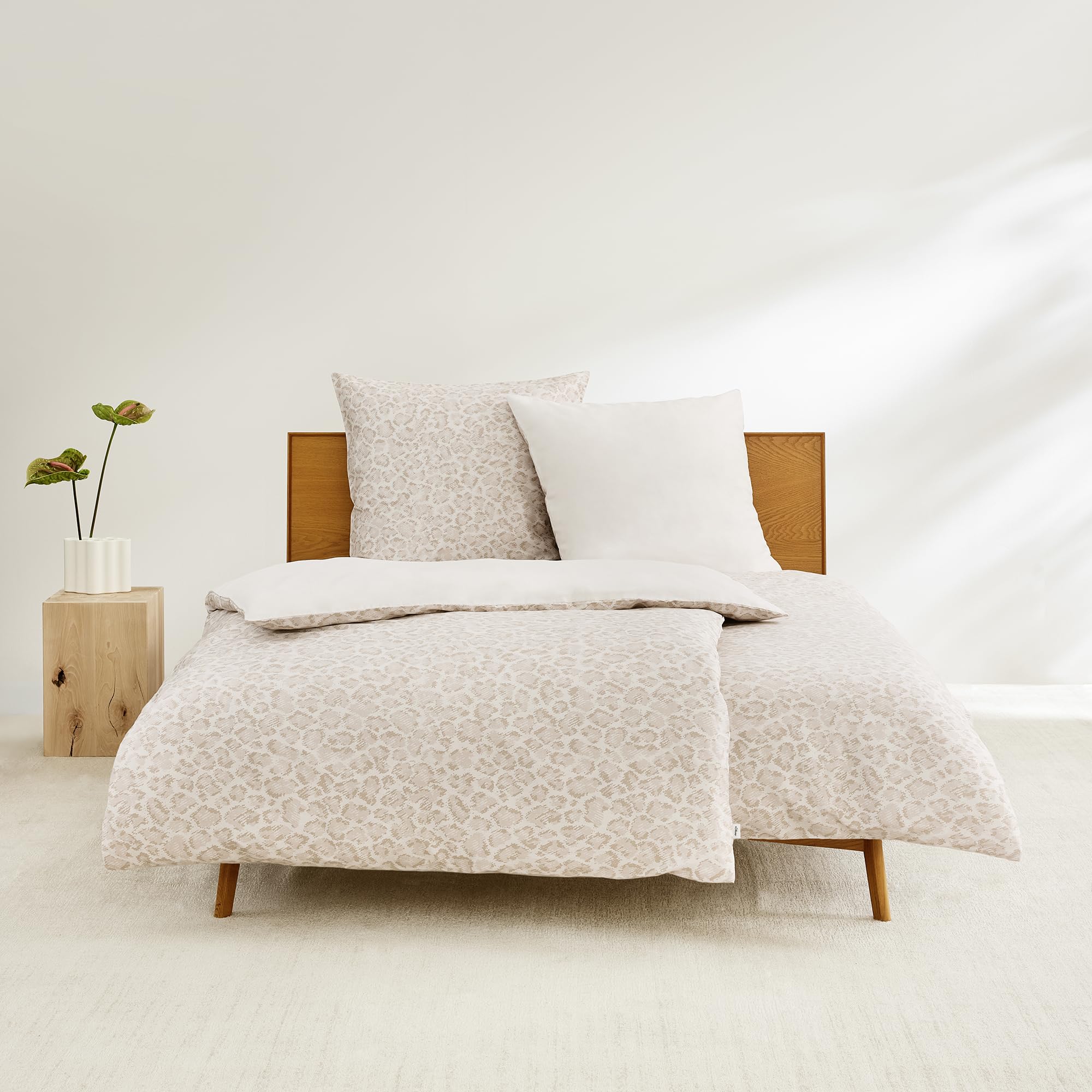 s.Oliver Leo Bettwäsche 155x220 beige Leomuster Baumwolle