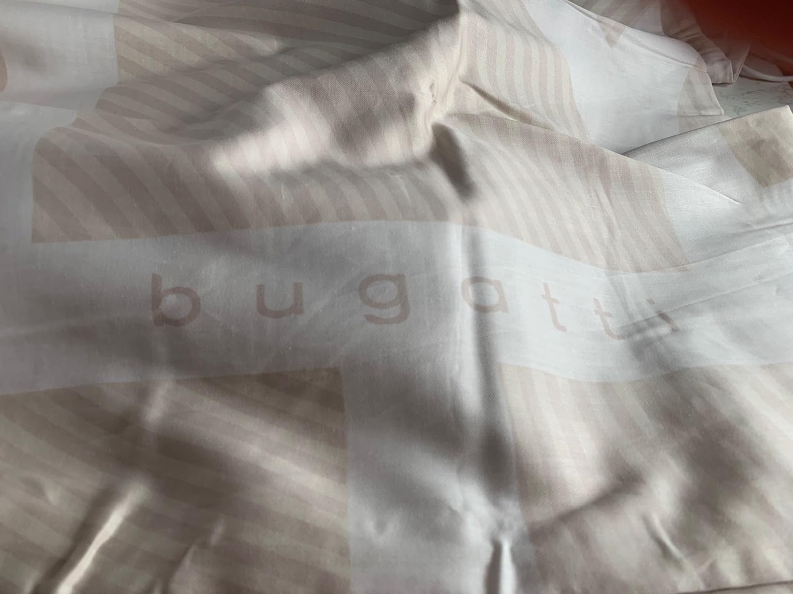 bugatti Bettwäsche 135x200 beige Grafik Satin Baumwolle