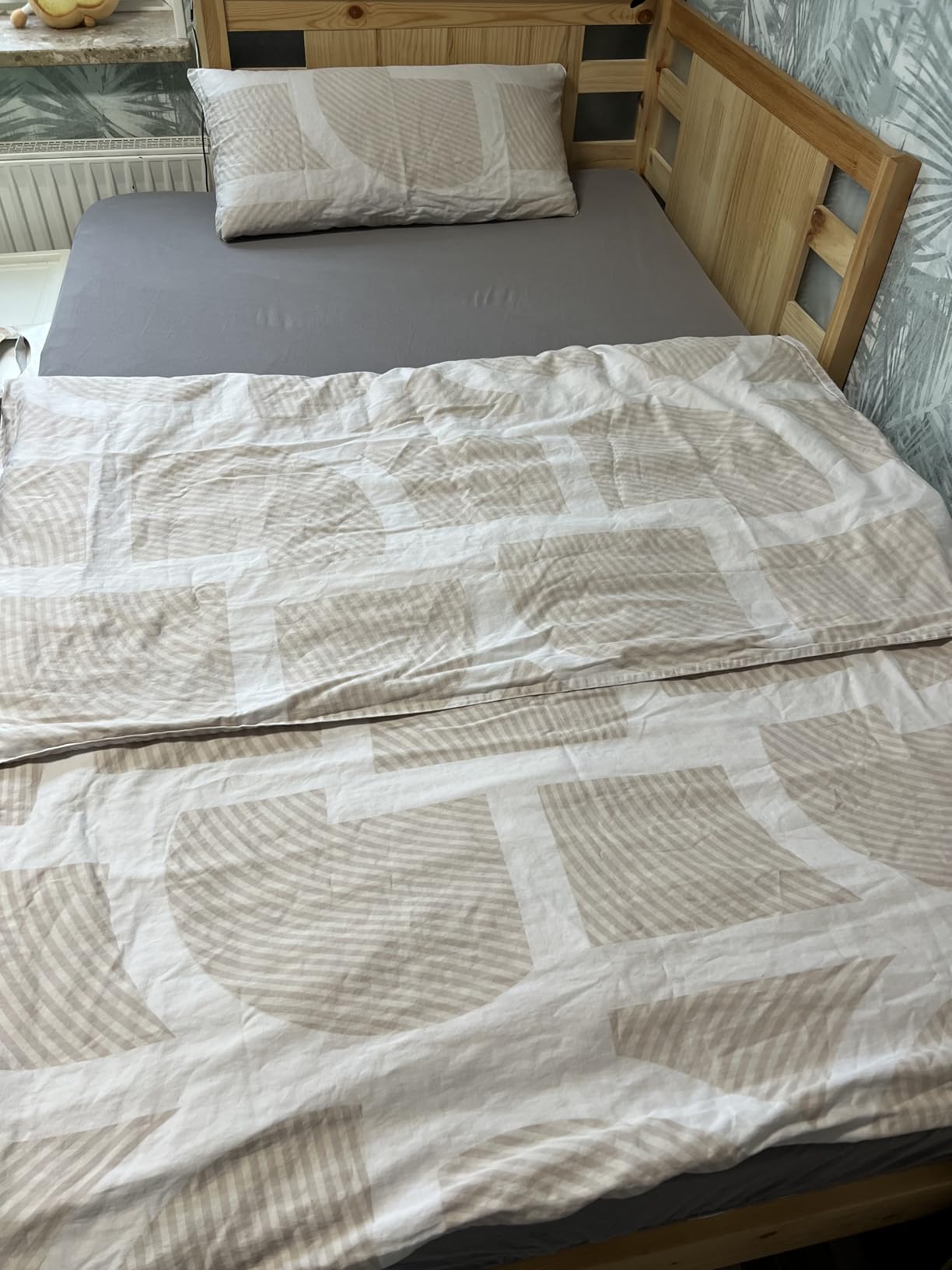 bugatti Bettwäsche 135x200 beige Grafik Satin Baumwolle