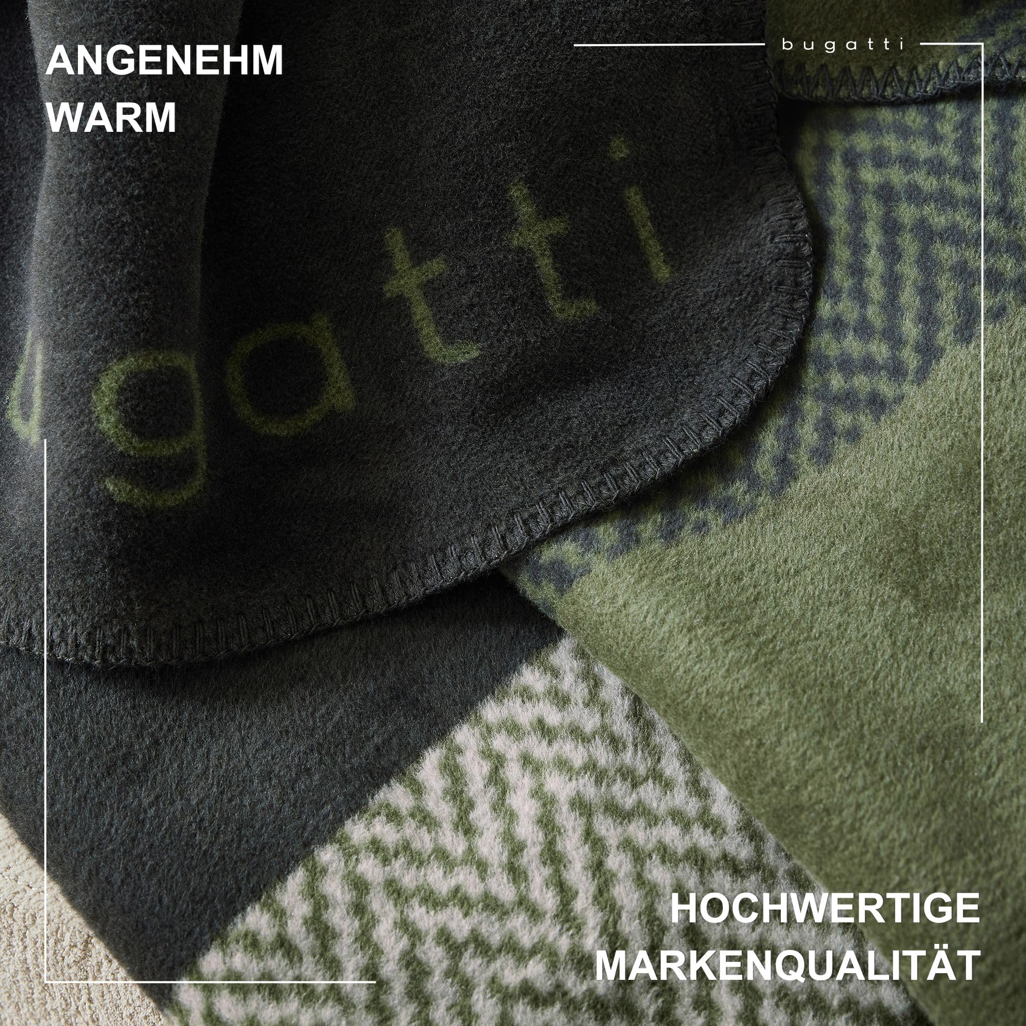 bugatti Kuscheldecke 150x200 Baumwollmix grün Patchwork warm