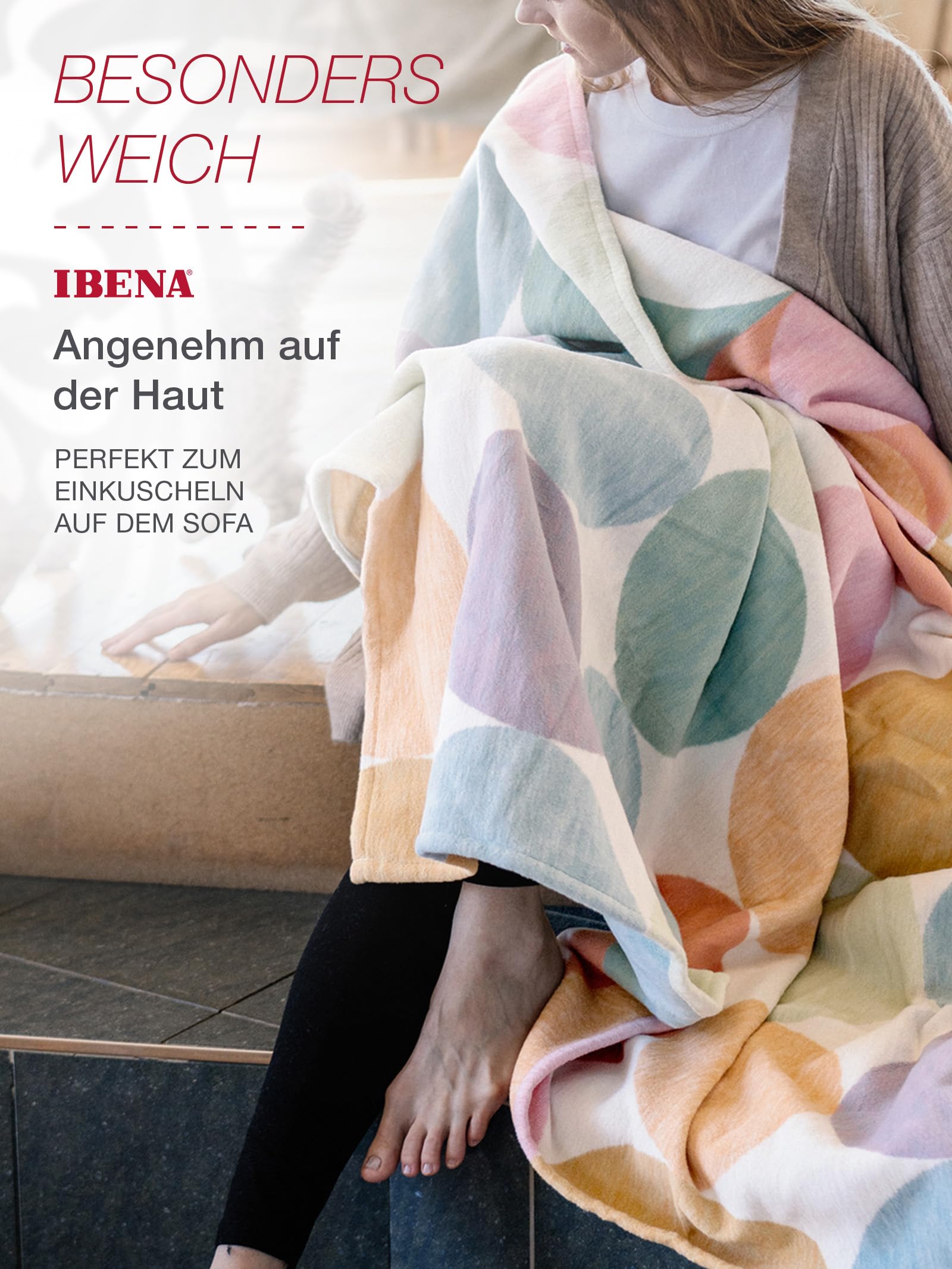 IBENA Venedig Baumwolldecke 140x200 Mehrfarbig Pastell Bio