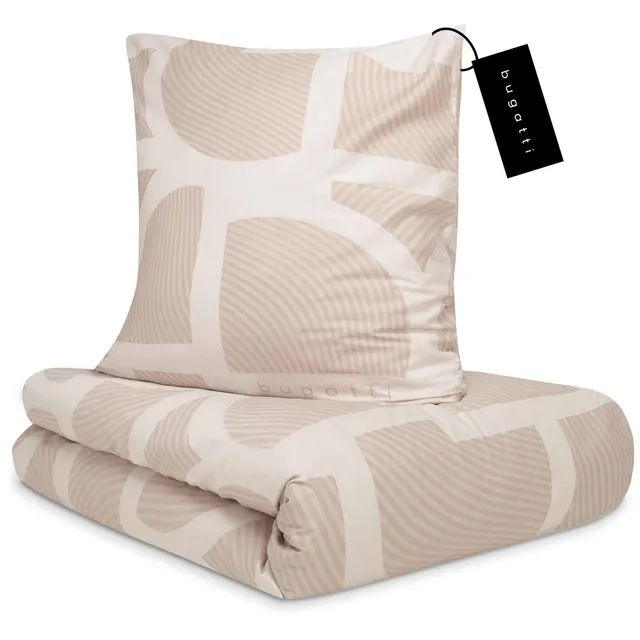 bugatti Bettwäsche 135x200 beige Grafik Satin Baumwolle