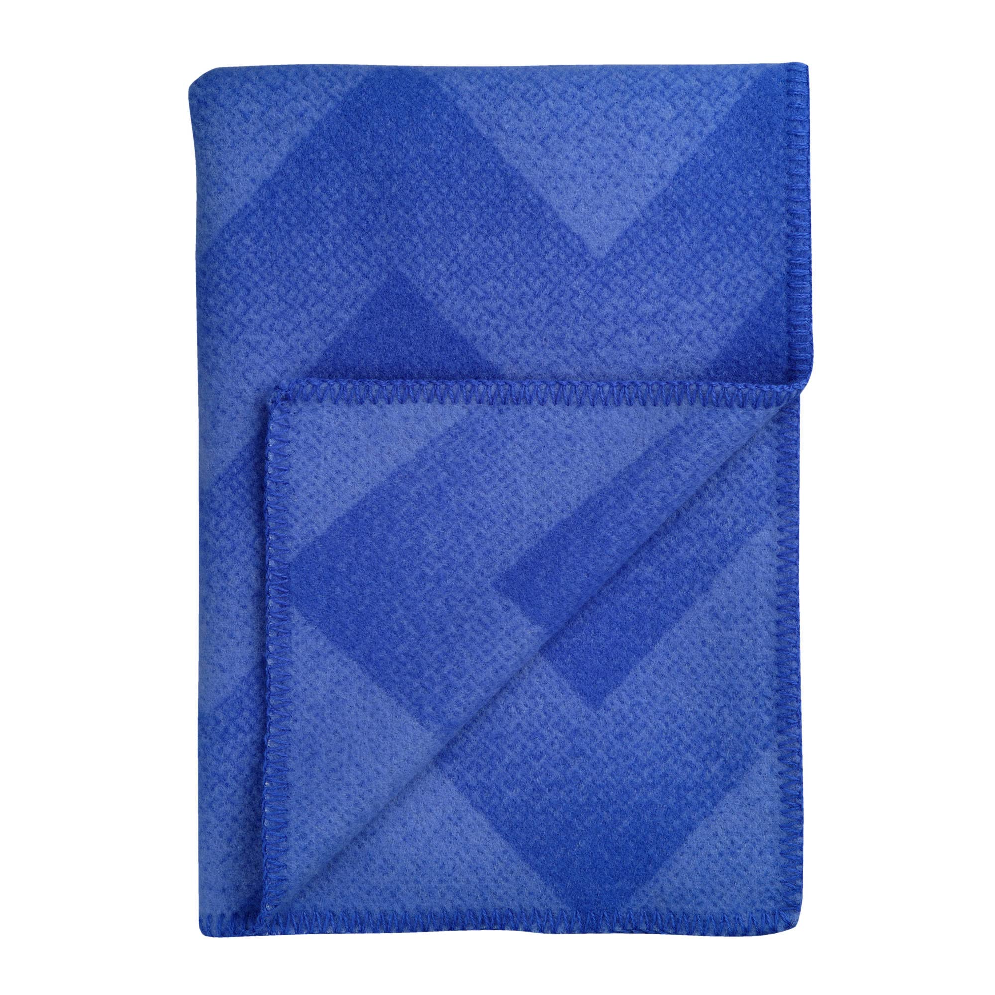 Røros Tweed Lynild Wolldecke 135x200 blau Lammwolle