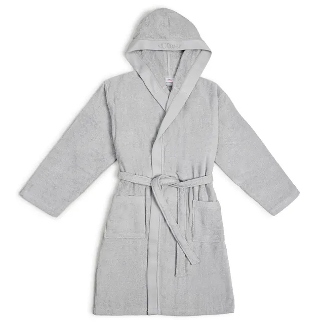 s.Oliver Bademantel M-L Baumwolle Beige mit Kapuze Unisex