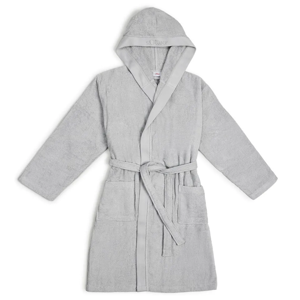 s.Oliver Bademantel M-L Baumwolle Beige mit Kapuze Unisex