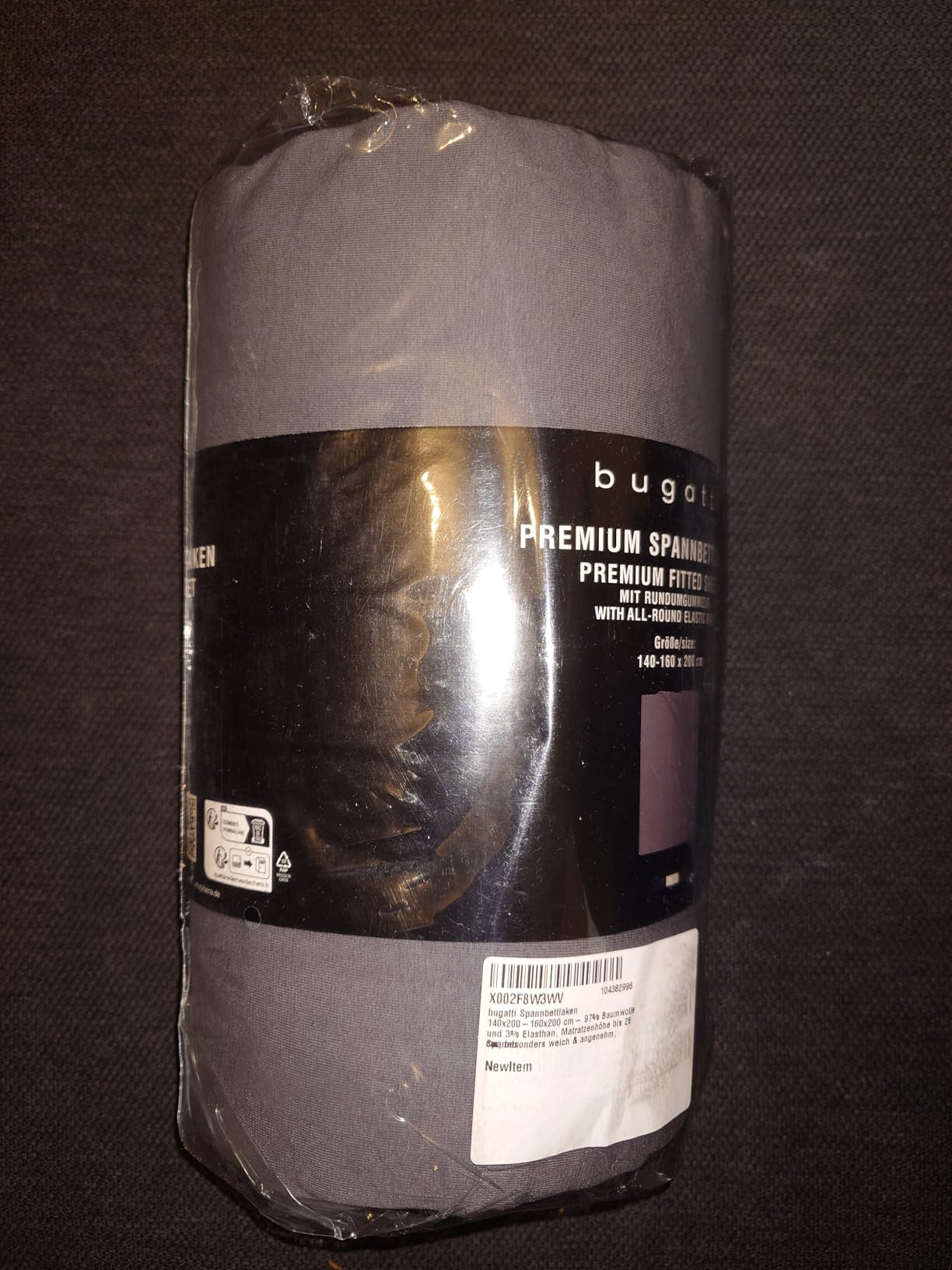bugatti Spannbetttuch Anthrazit 140x200-160x200 Baumwolle