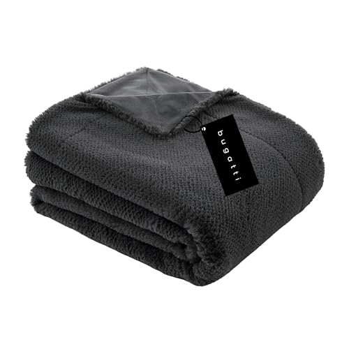 bugatti Kunstfell Kuscheldecke 150x200 anthrazit warm