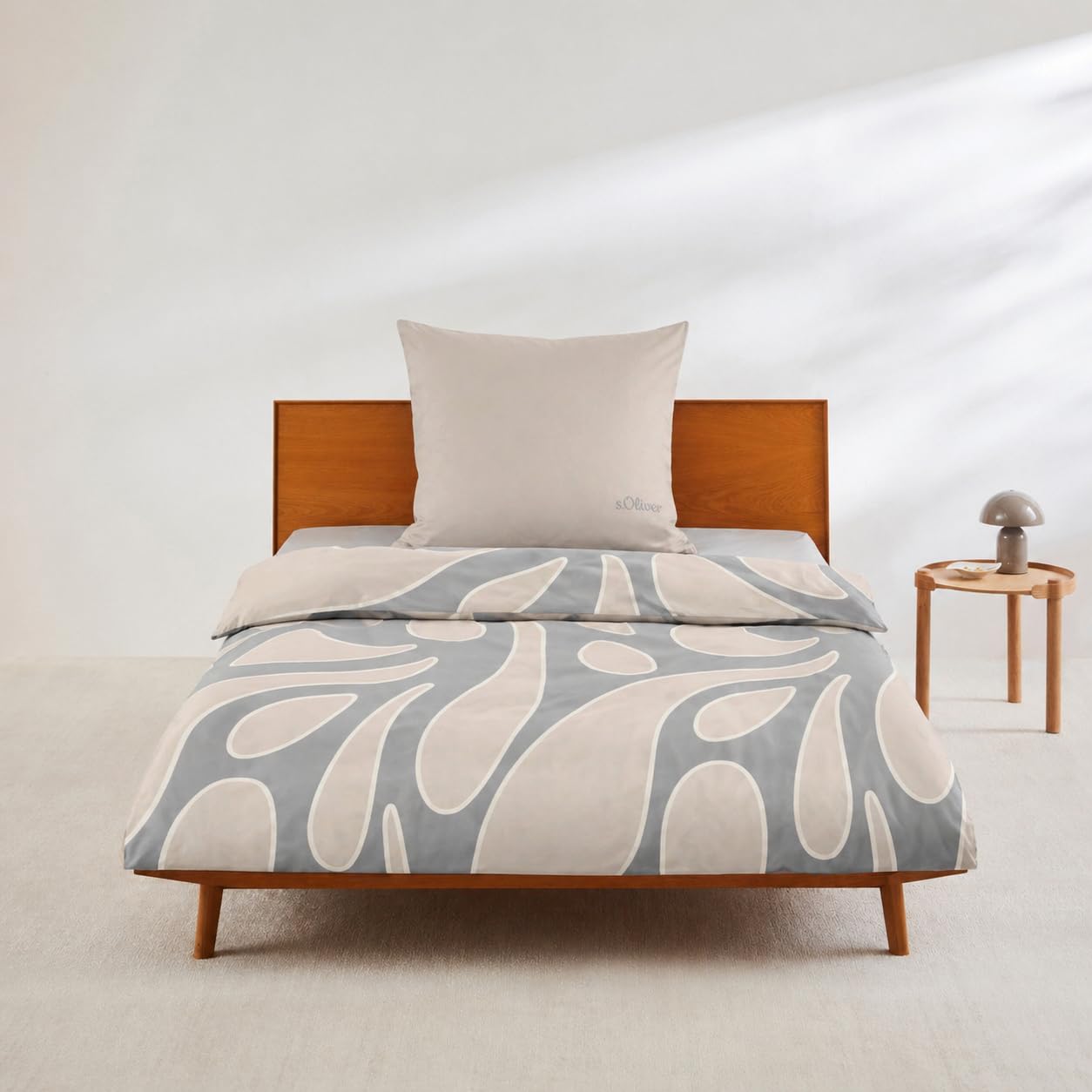 s.Oliver Bettwäsche 135x200 hellblau Muster Satin Baumwolle