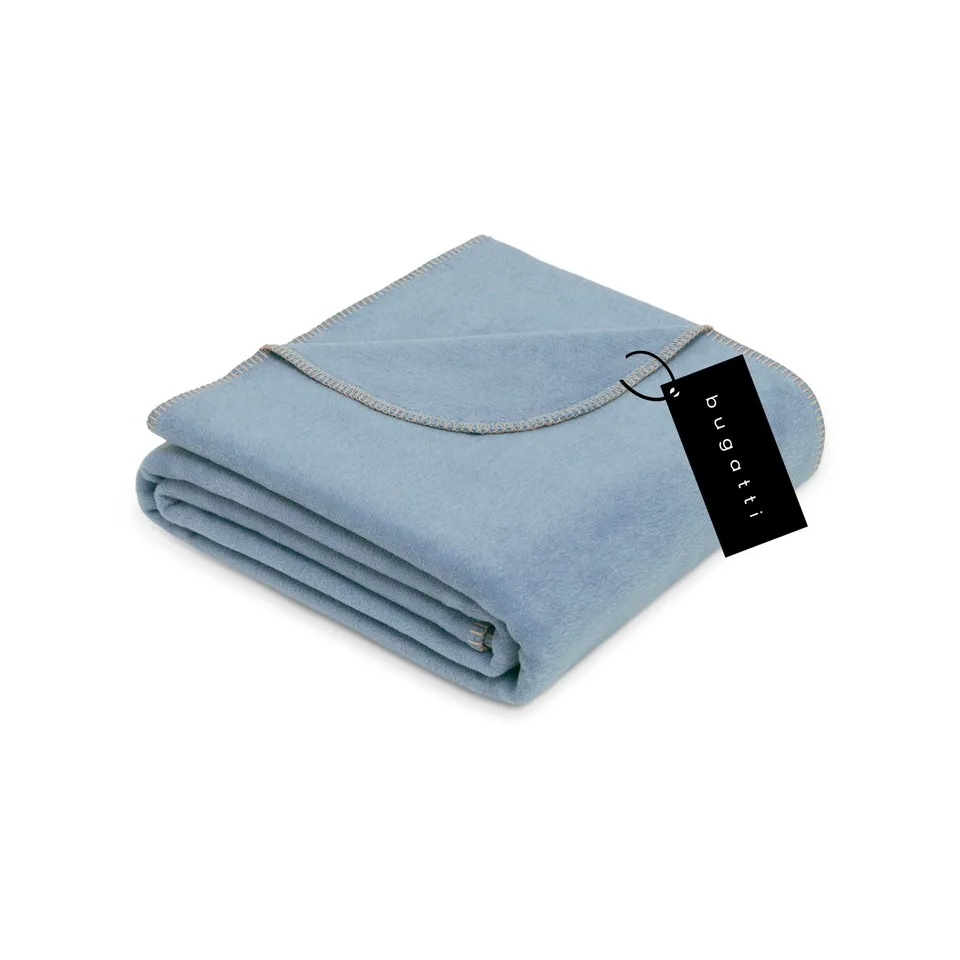 bugatti Kuscheldecke 150x200 Baumwollmix blau einfarbig warm
