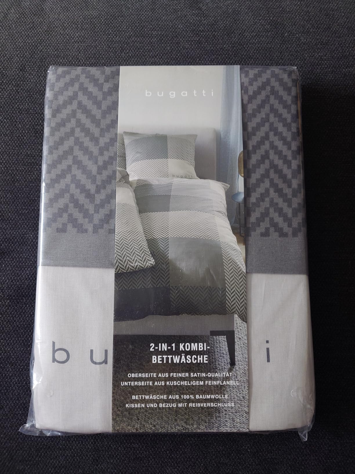 bugatti Bettwäsche 135x200 braun Karo Wende Baumwolle