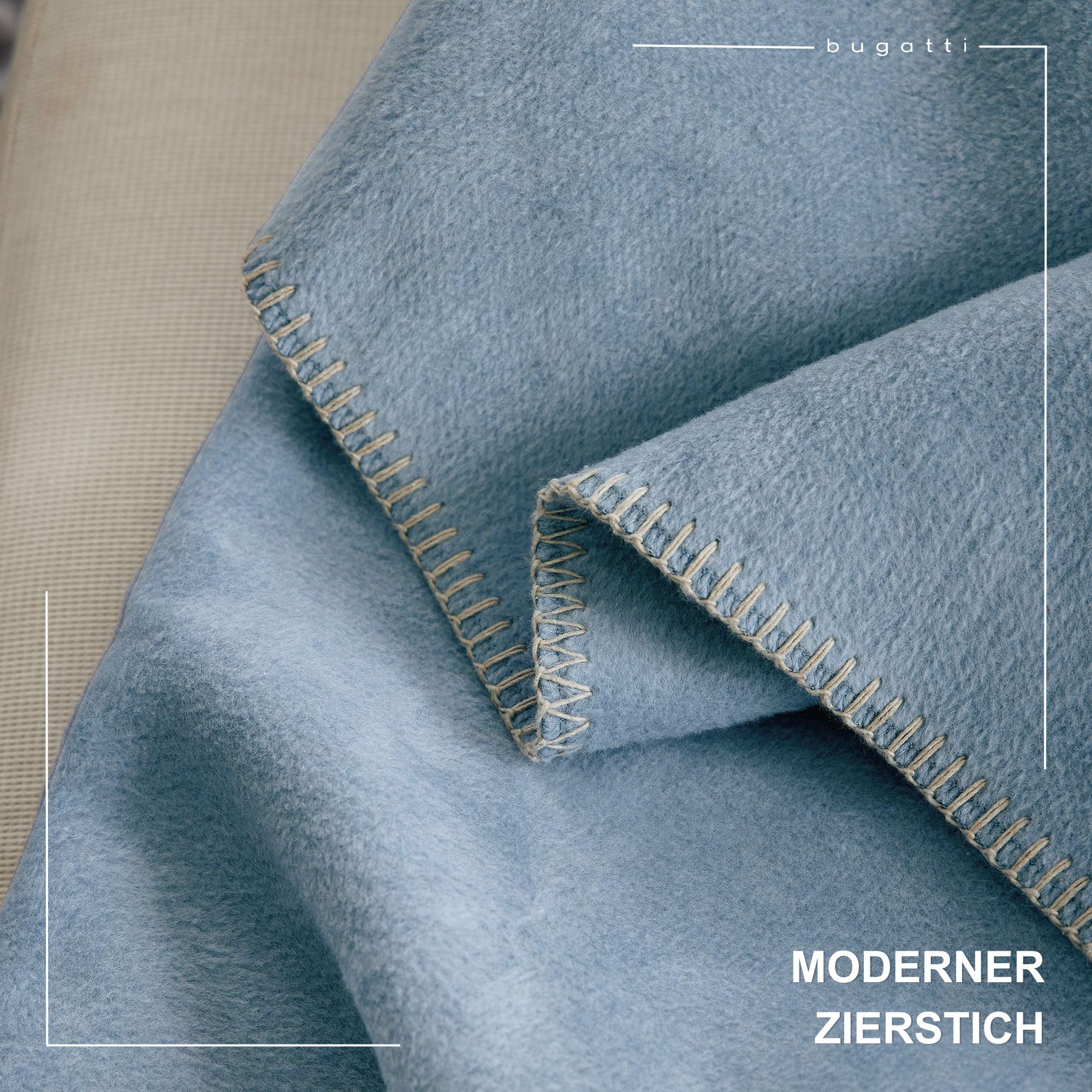bugatti Kuscheldecke 150x200 Baumwollmix blau einfarbig warm