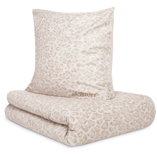 s.Oliver Leo Bettwäsche 155x220 beige Leomuster Baumwolle