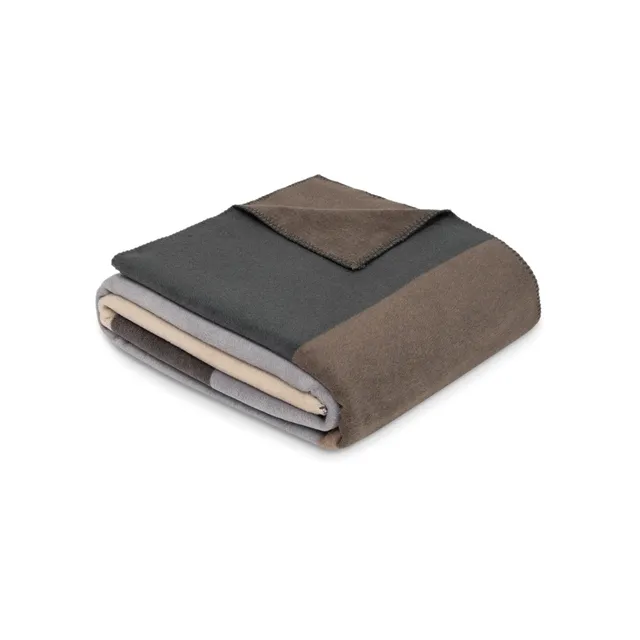 IBENA Portofino Kuscheldecke 150x200 braun grau Baumwollmix