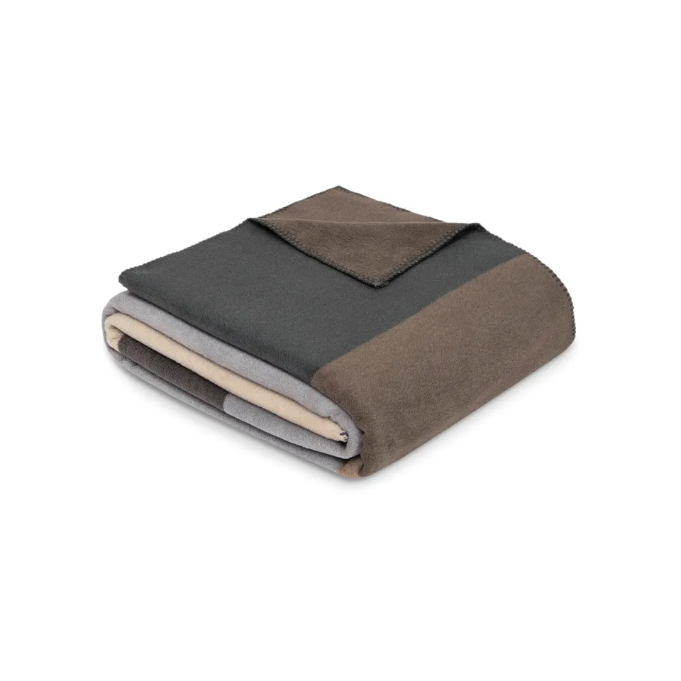 IBENA Portofino Kuscheldecke 150x200 braun grau Baumwollmix
