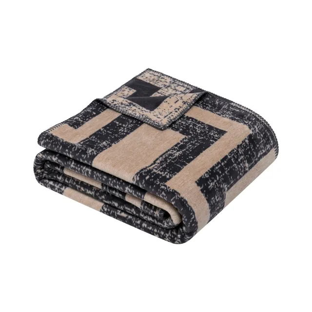 IBENA Dairut Kuscheldecke 150x200 Beige Abstrakt Gestreift