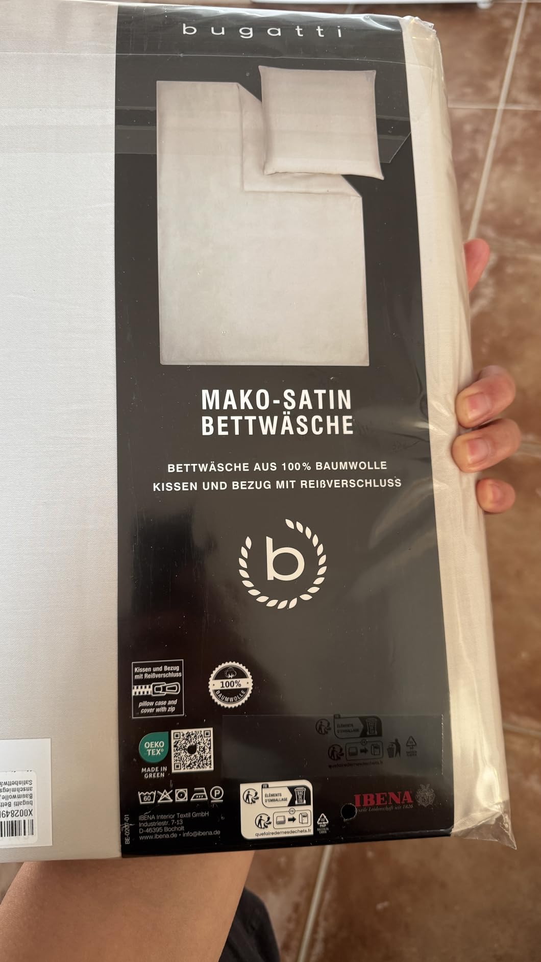bugatti Satin Bettwäsche 135x200 Bettbezug Lachs Baumwolle