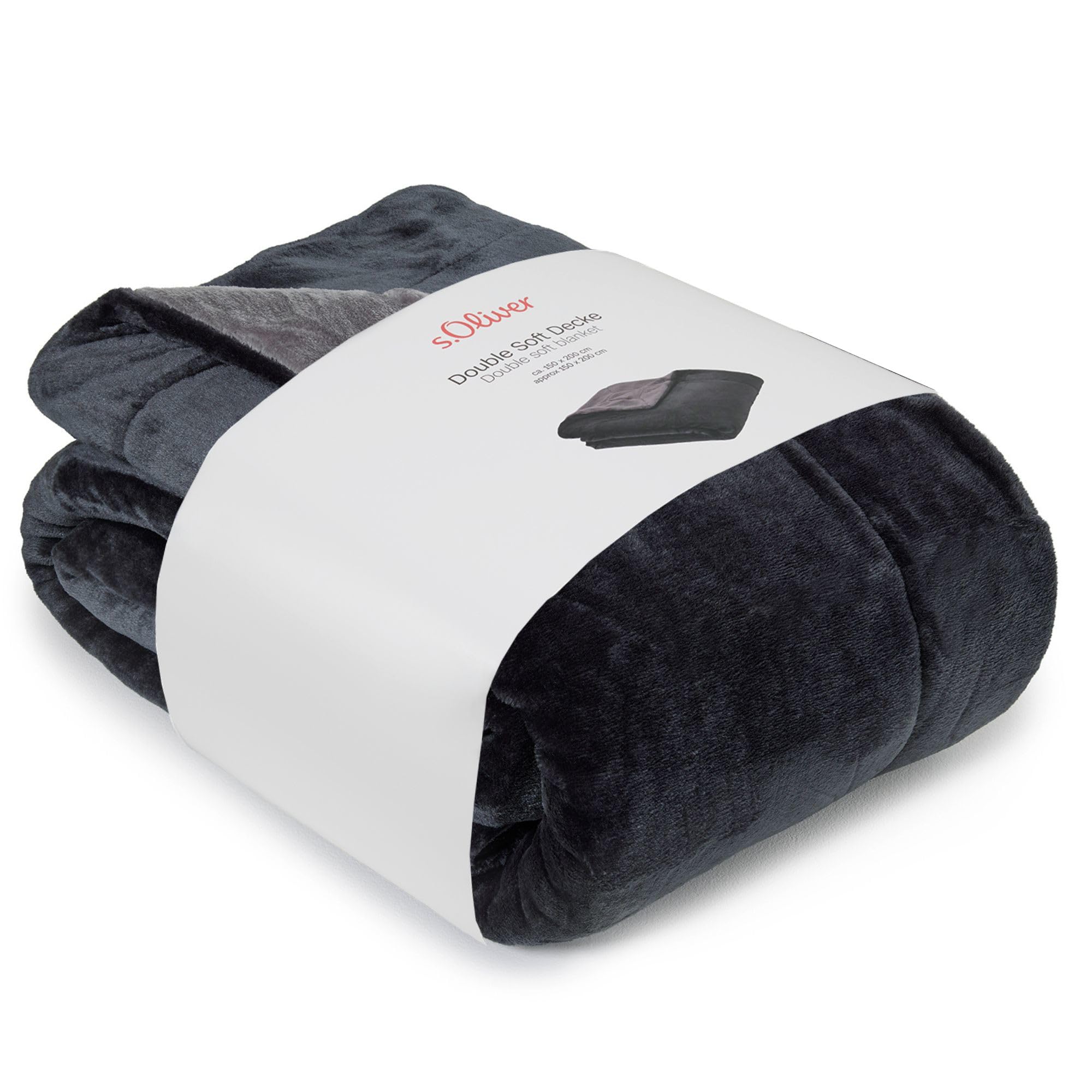 s.Oliver Doublesoft Kuscheldecke 150x200 cm dunkelgrau doppellagig
