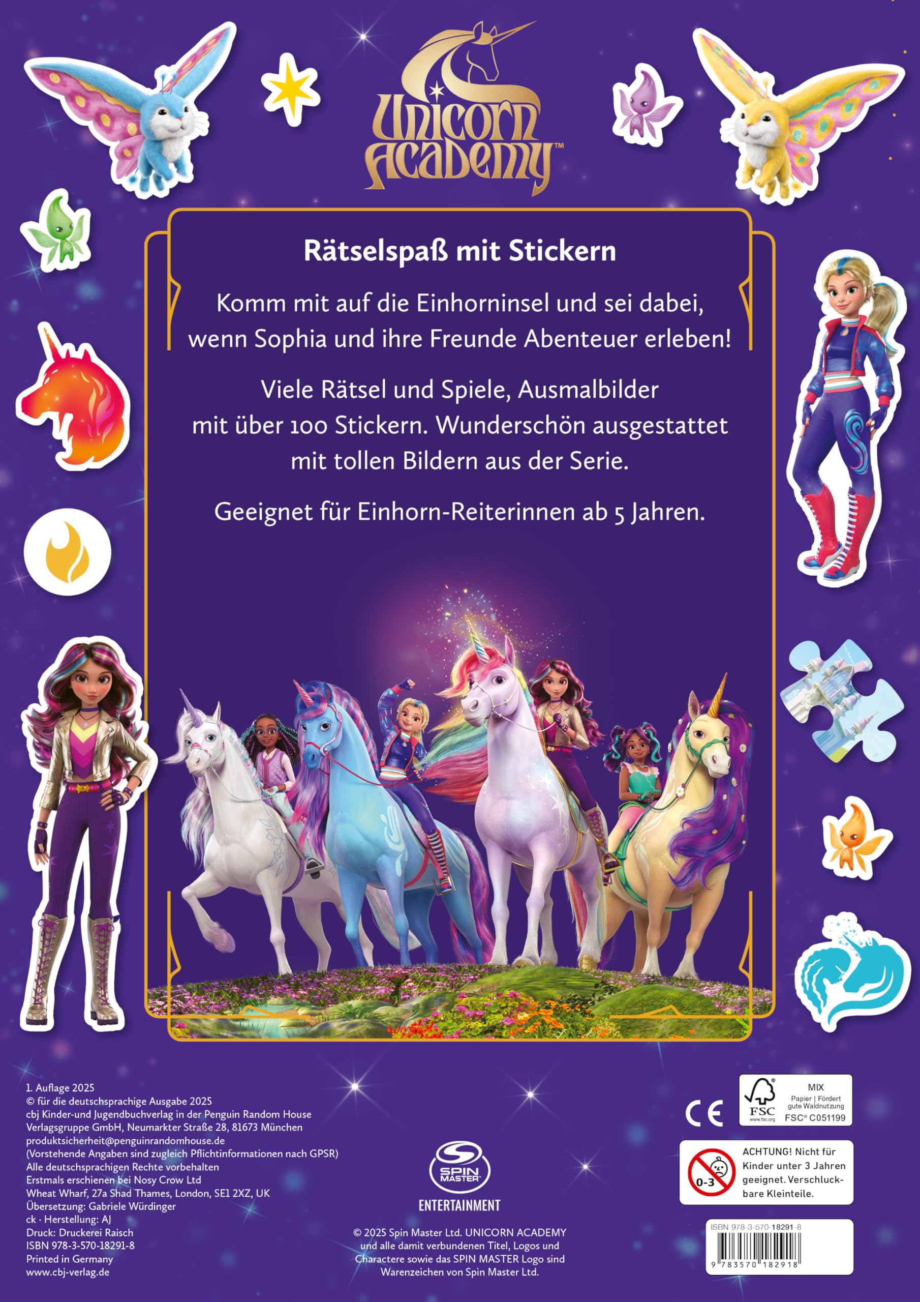 Unicorn Academy Stickerbuch Band 2 Rätselbuch 100 Sticker ab 5