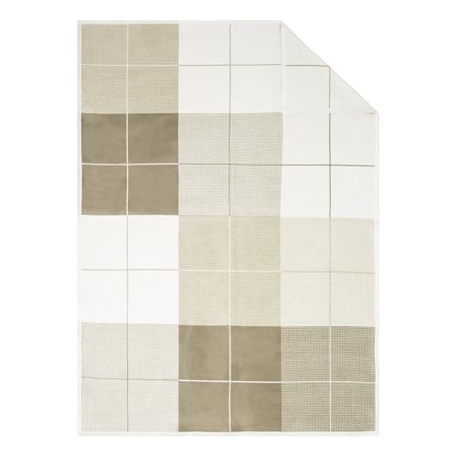 IBENA Amalfi Kuscheldecke 150x200 cm Beige Karo Baumwollmix