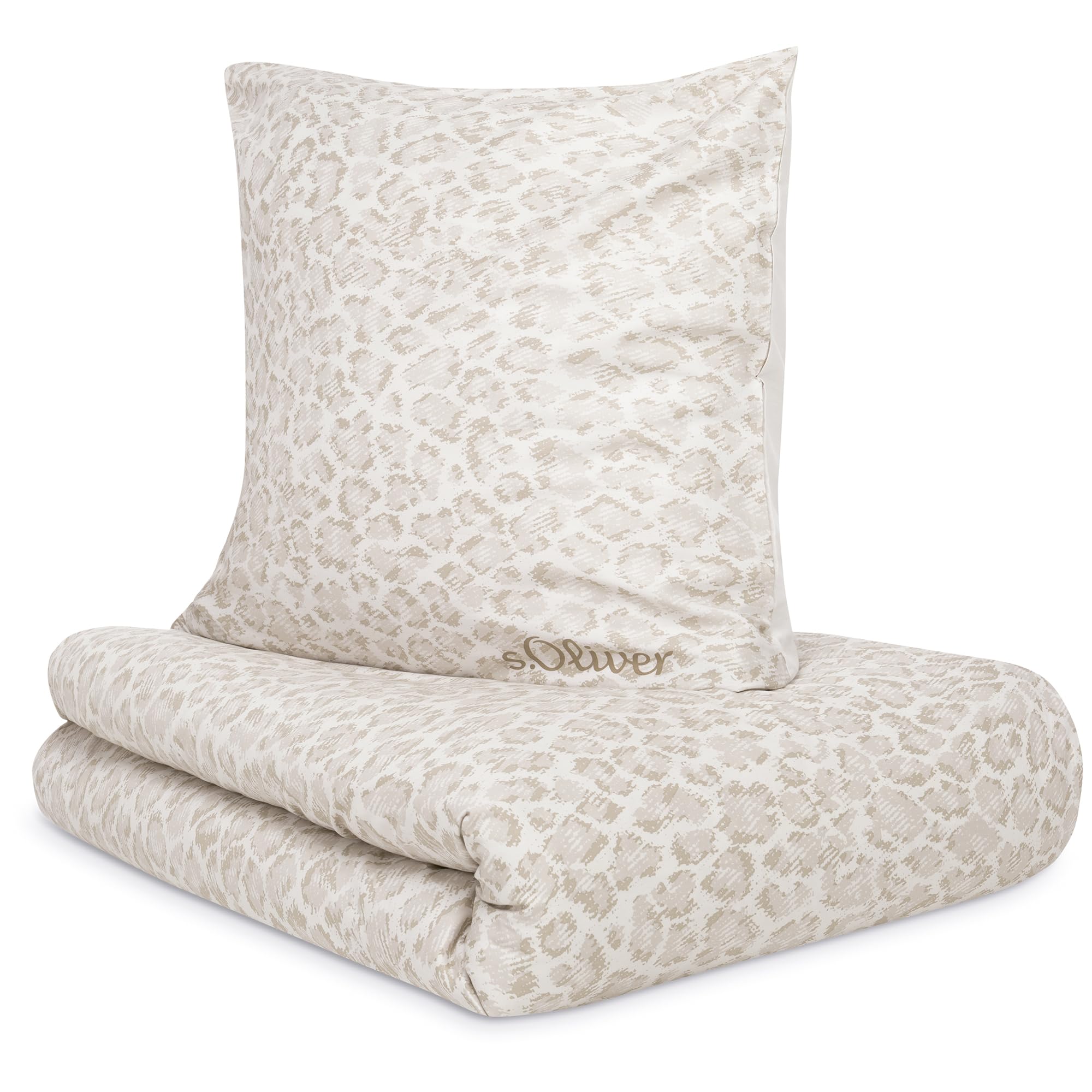 s.Oliver Leo Bettwäsche 155x220 beige Leomuster Baumwolle