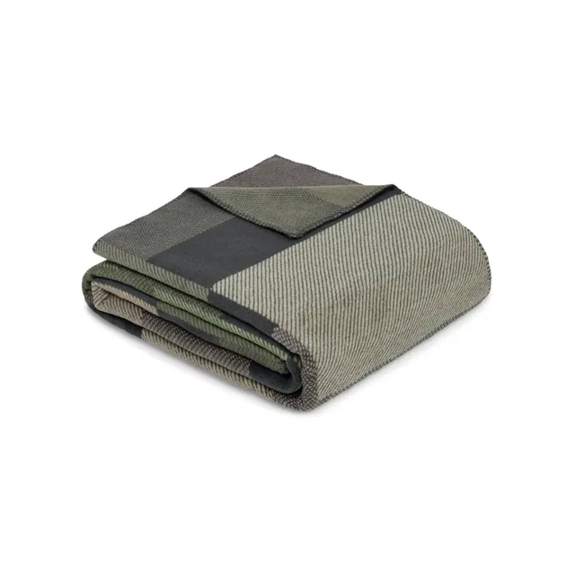 IBENA Madeira Decke 150x200 Grün Grau Baumwollmix warm