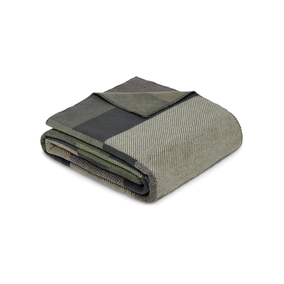 IBENA Madeira Decke 150x200 Grün Grau Baumwollmix warm