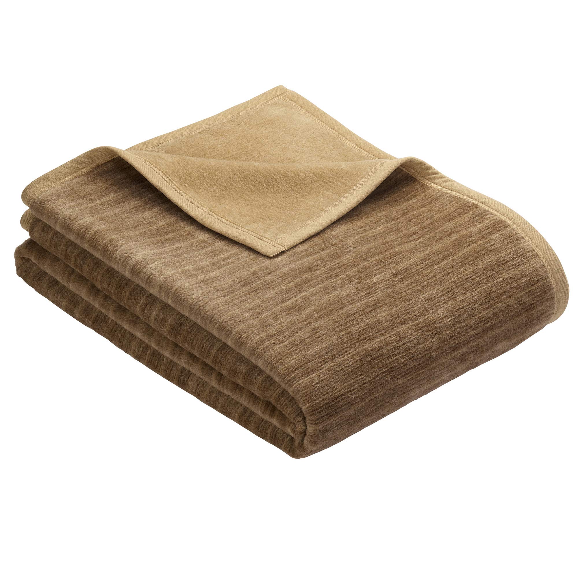 IBENA Fano Kuscheldecke 150x200 Braun Camel Baumwollmix Wende
