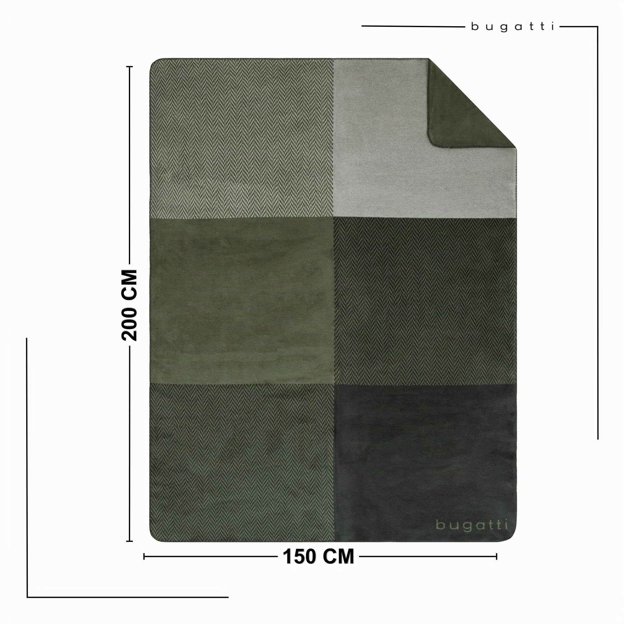bugatti Kuscheldecke 150x200 Baumwollmix grün Patchwork warm