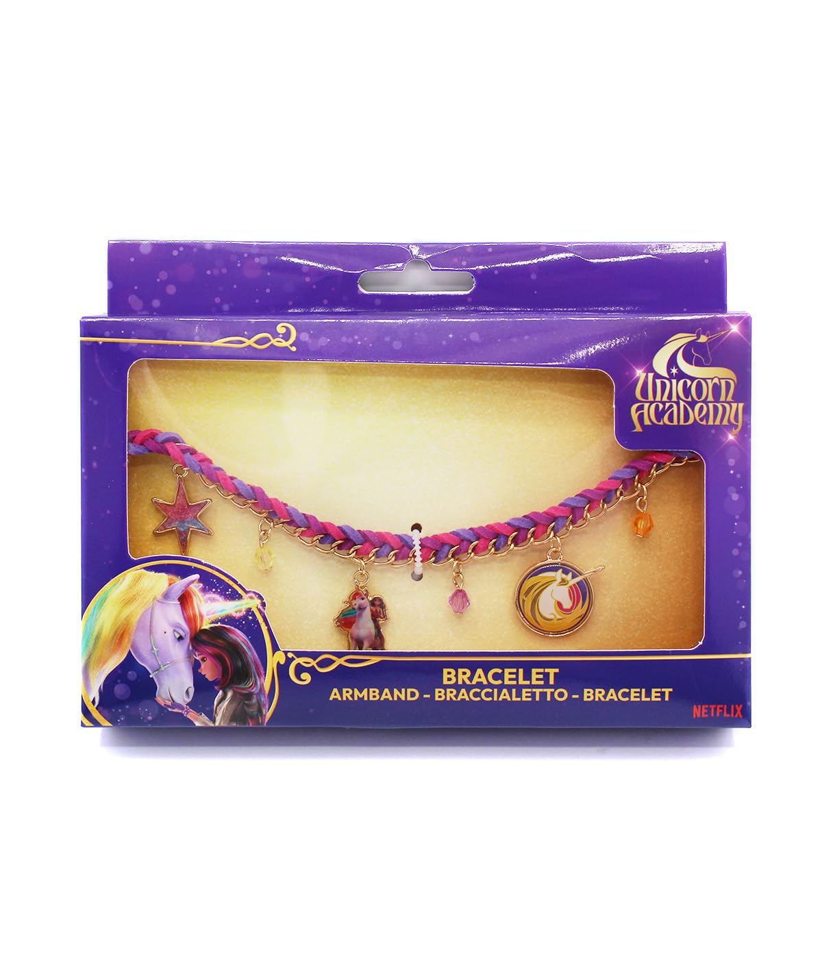 Unicorn Academy Armband Metall Kordel Mädchen Anhänger