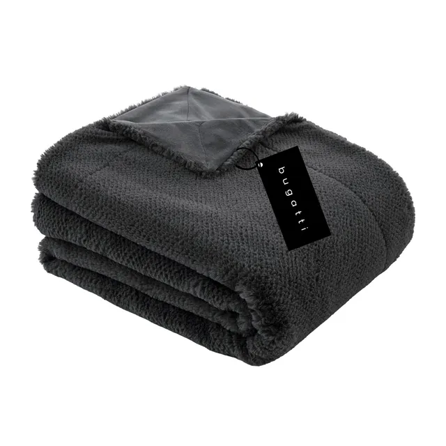 bugatti Kunstfell Kuscheldecke 150x200 anthrazit warm