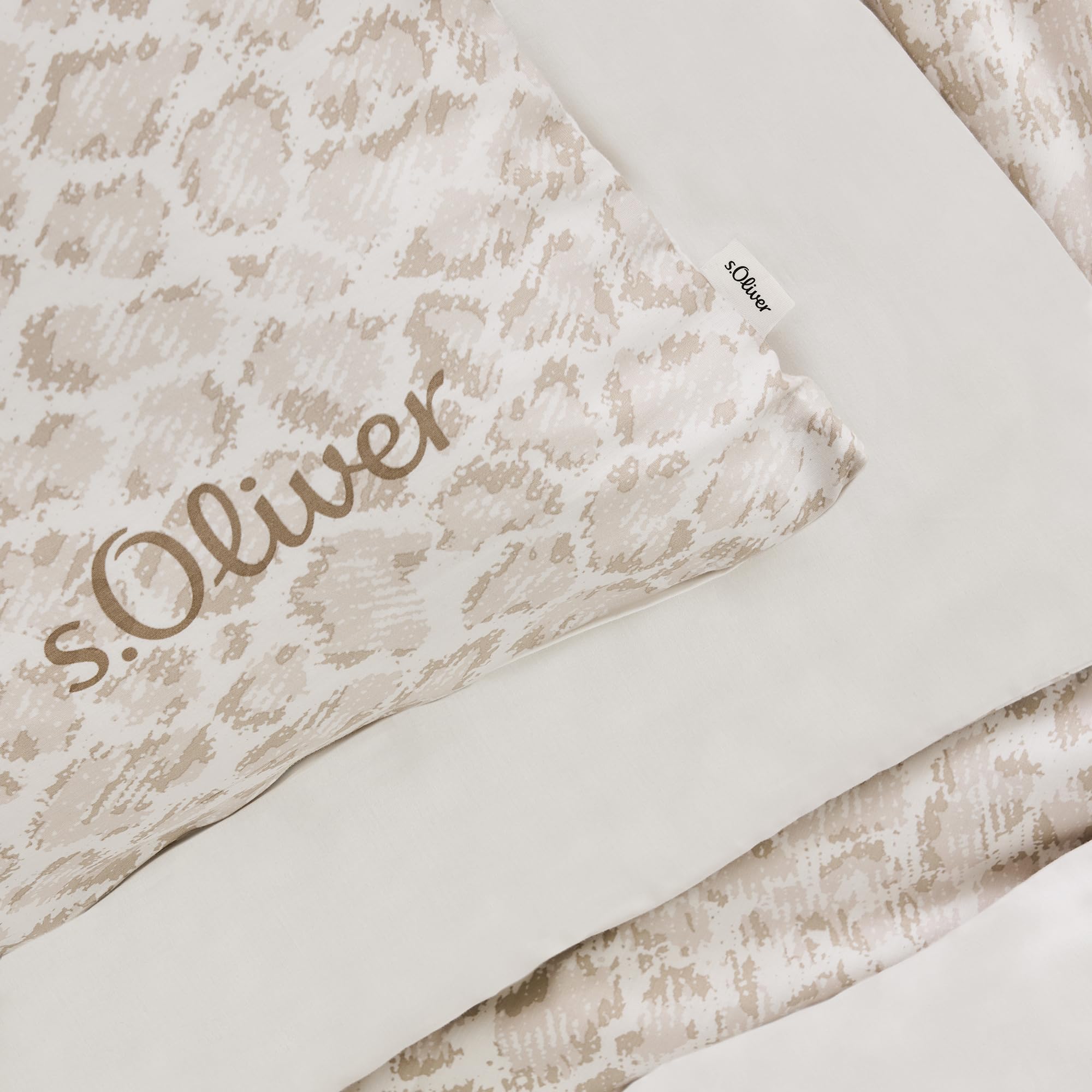 s.Oliver Leo Bettwäsche 155x220 beige Leomuster Baumwolle