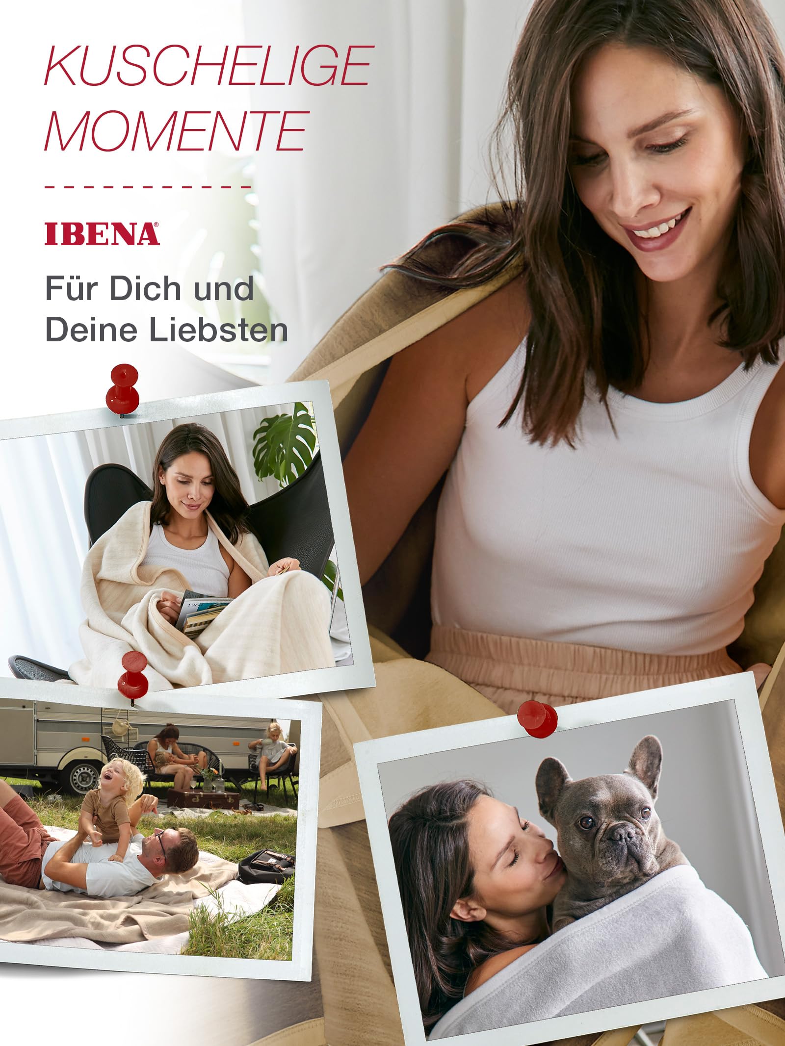IBENA Fano Kuscheldecke 150x200 Braun Camel Baumwollmix Wende