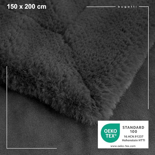 bugatti Kunstfell Kuscheldecke 150x200 anthrazit warm