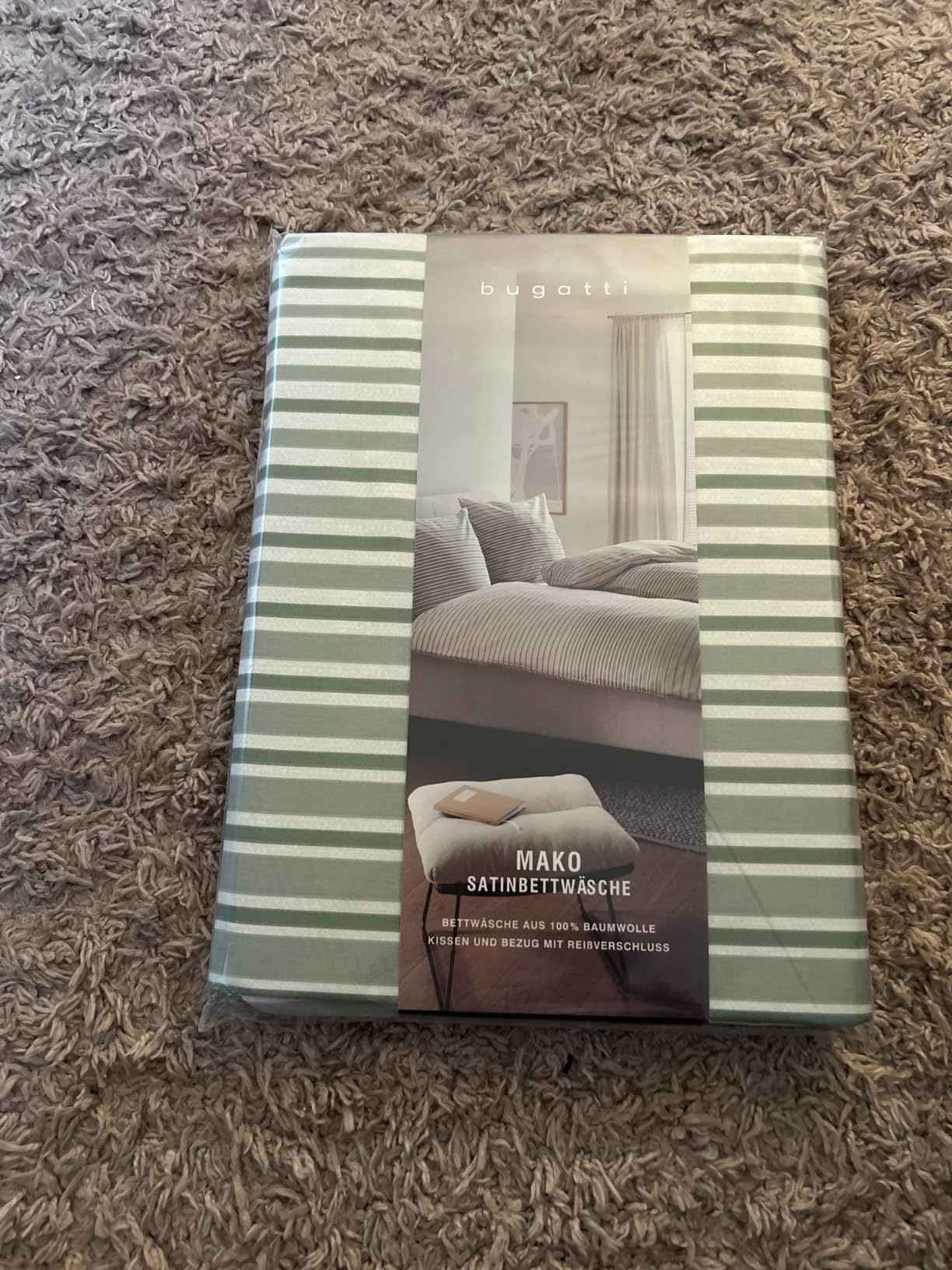 bugatti Bettwäsche 135x200 braun gestreift Baumwolle