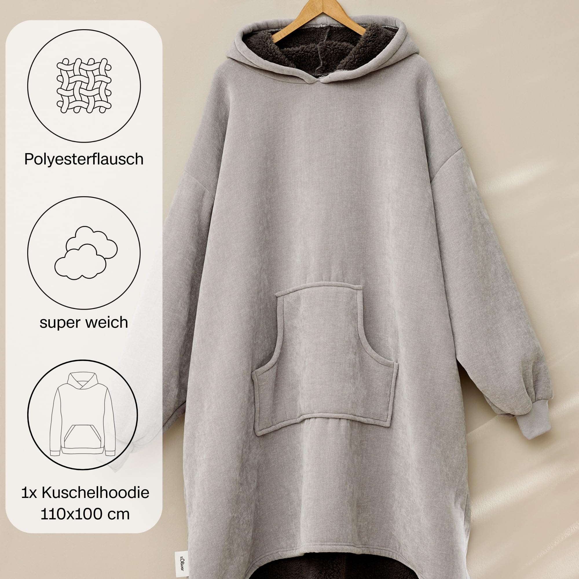 s.Oliver Lounge Hoodie Grau Einheitsgröße Polyesterflausch