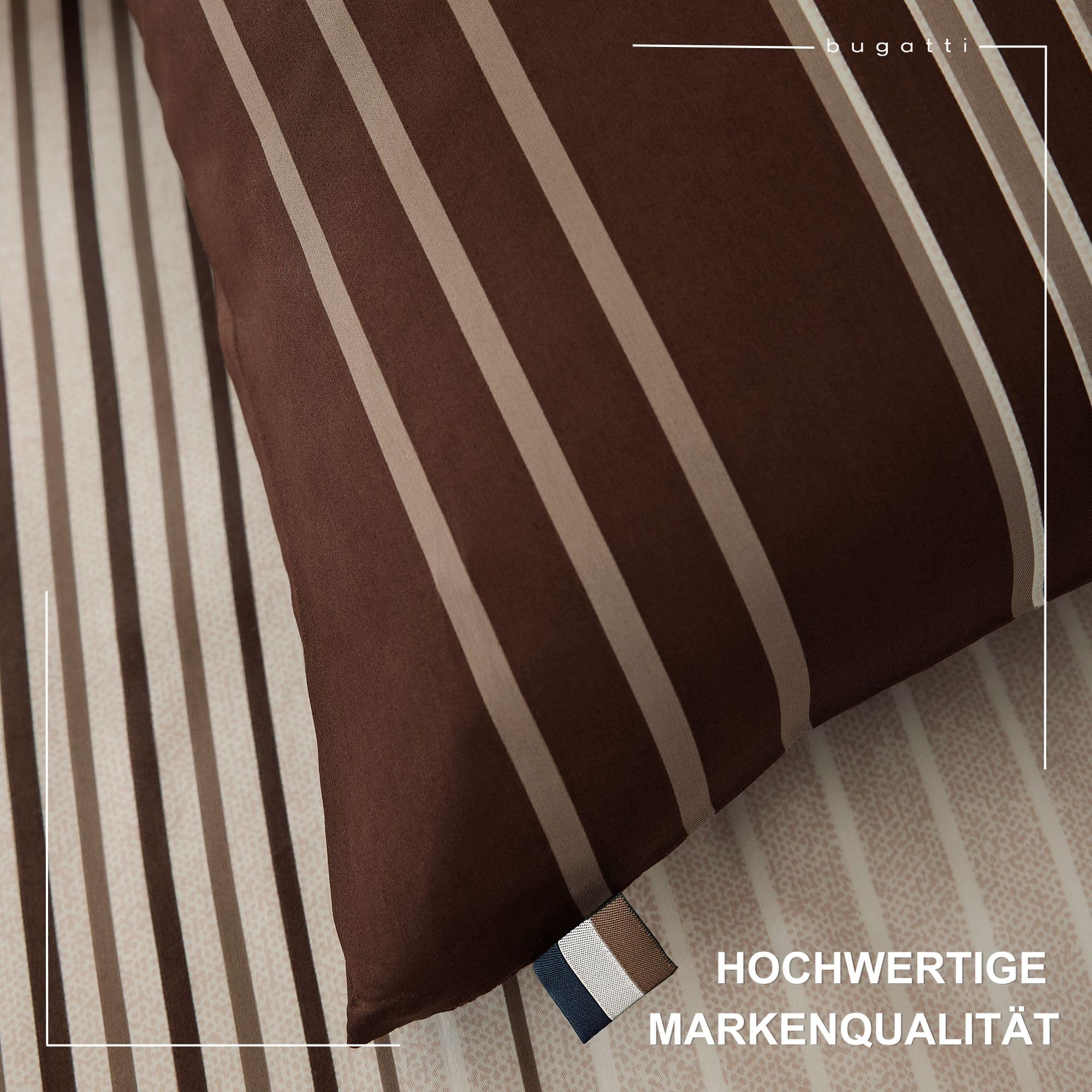 bugatti Bettwäsche 135x200 braun gestreift Baumwolle