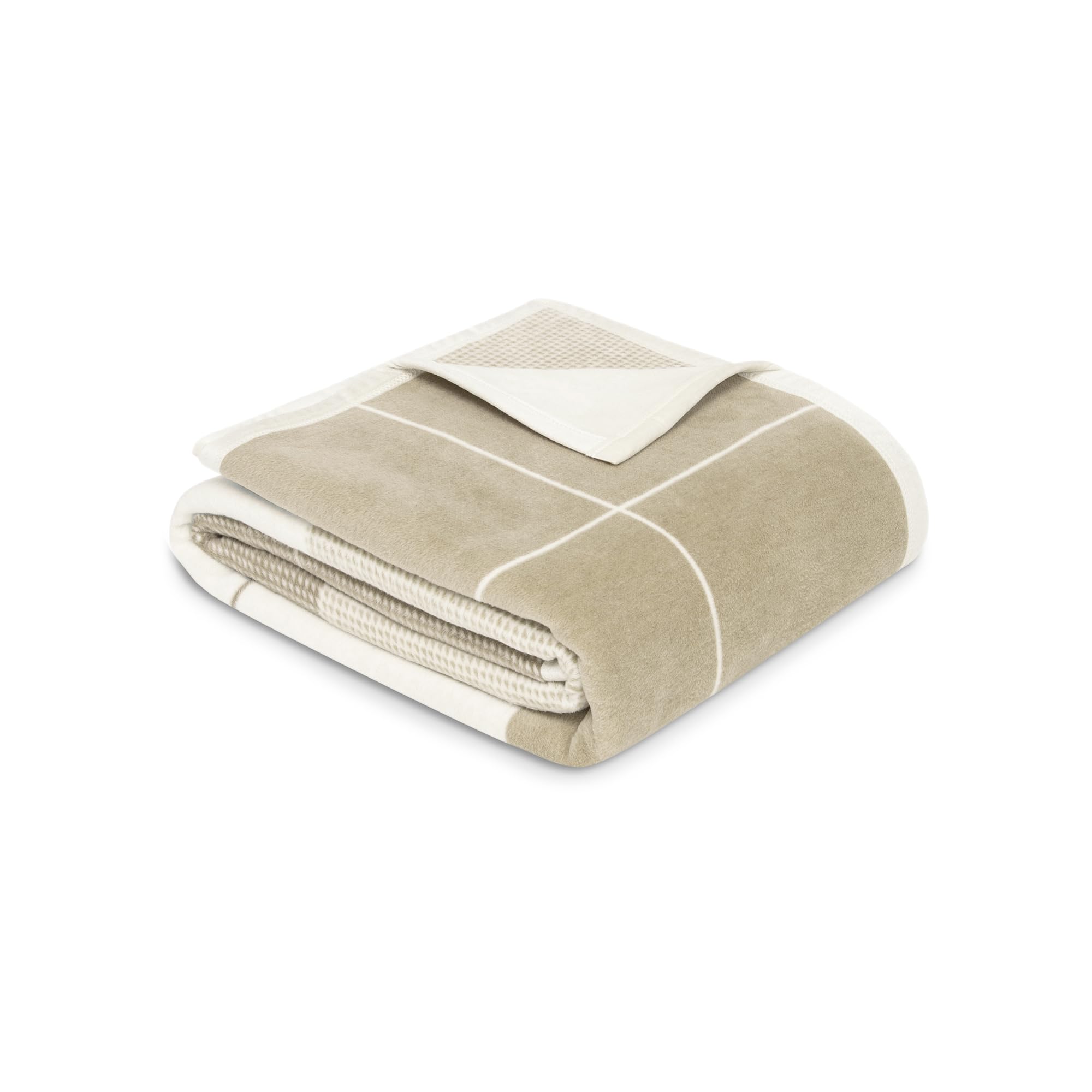IBENA Amalfi Kuscheldecke 150x200 cm Beige Karo Baumwollmix